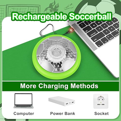 Miniatura 4 de Hover - Balón de fútbol con 2 porterías, juguete de fútbol flotante recargable con luces LED y parachoques de espuma, juegos de interior para niños