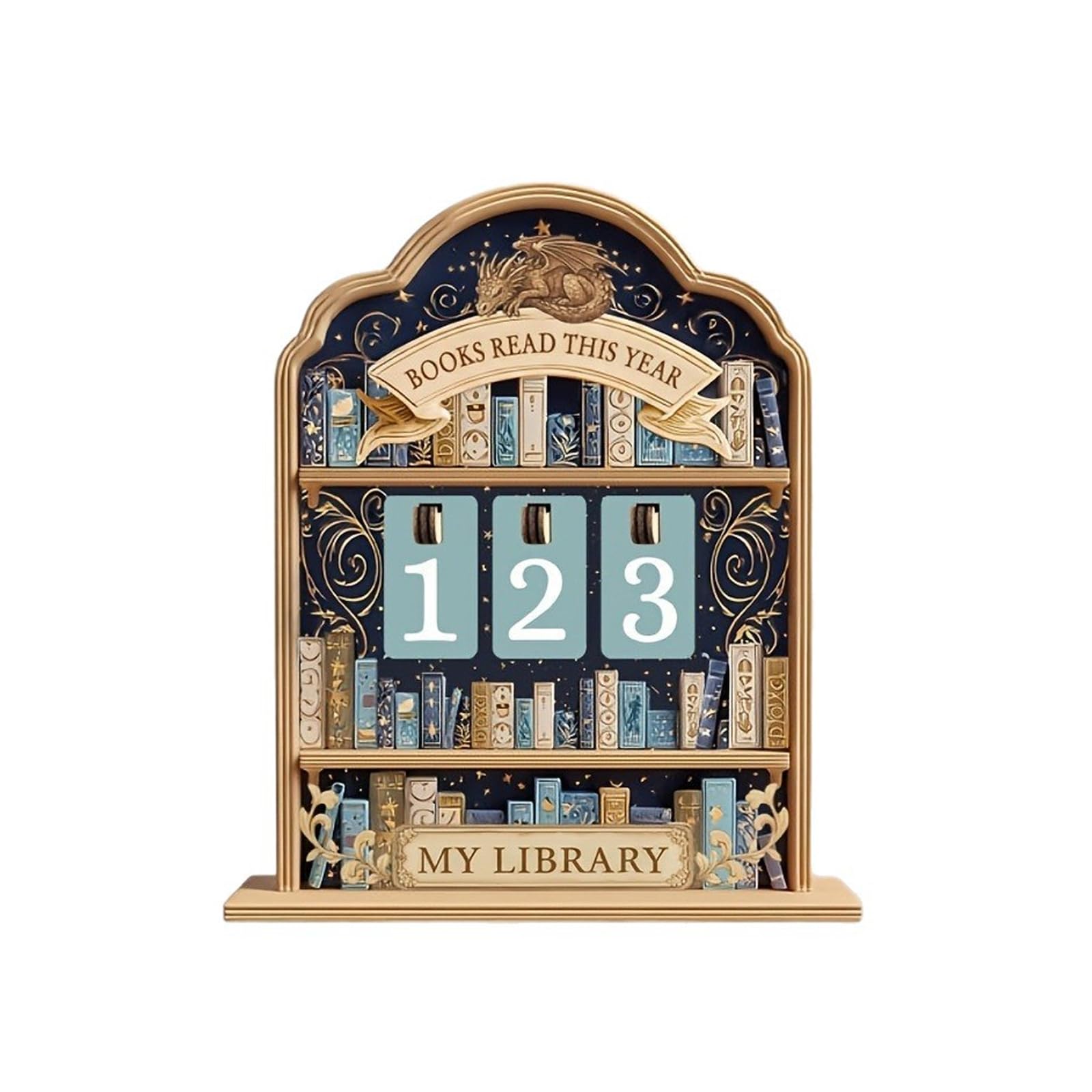 Kalttoy Bookworms Gift Wooden Book Counter with Number Card Reading Trackers Sign Home Offices Library Bookshelf Decors Ornament Book Read This Year Counter