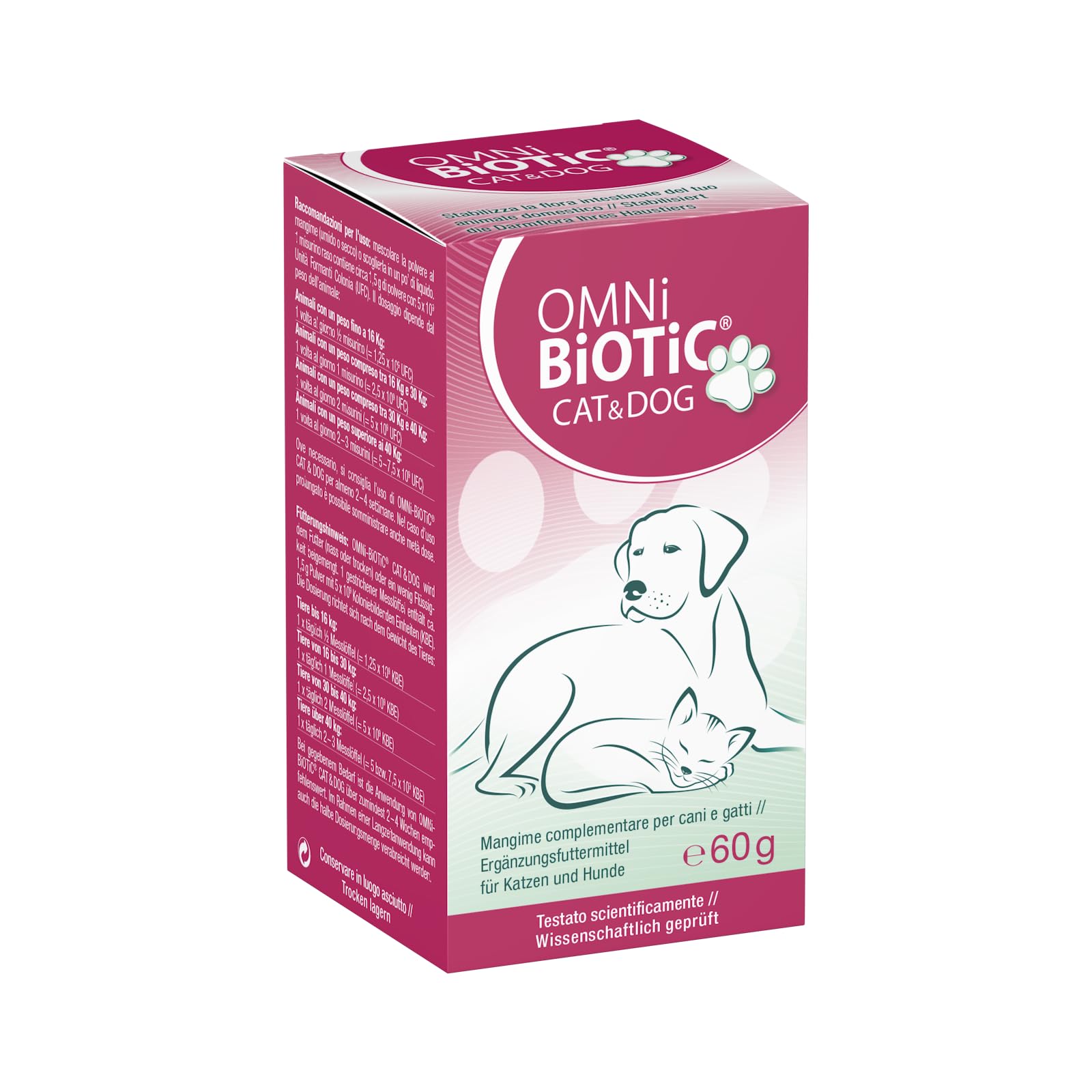 OMNi BiOTiC Cat & Dog | Polvere | Senza OGM | Senza glutine | 60g