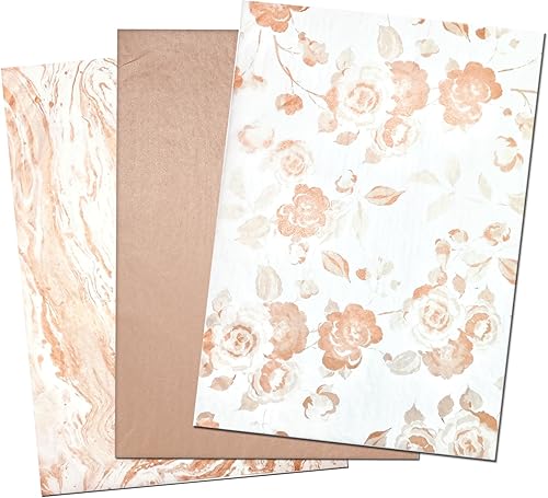 30 hojas de papel de seda de oro rosa para bolsas de regalo, papel de seda romántico de mármol rosa metálico a granel para fiestas de cumpleaños,