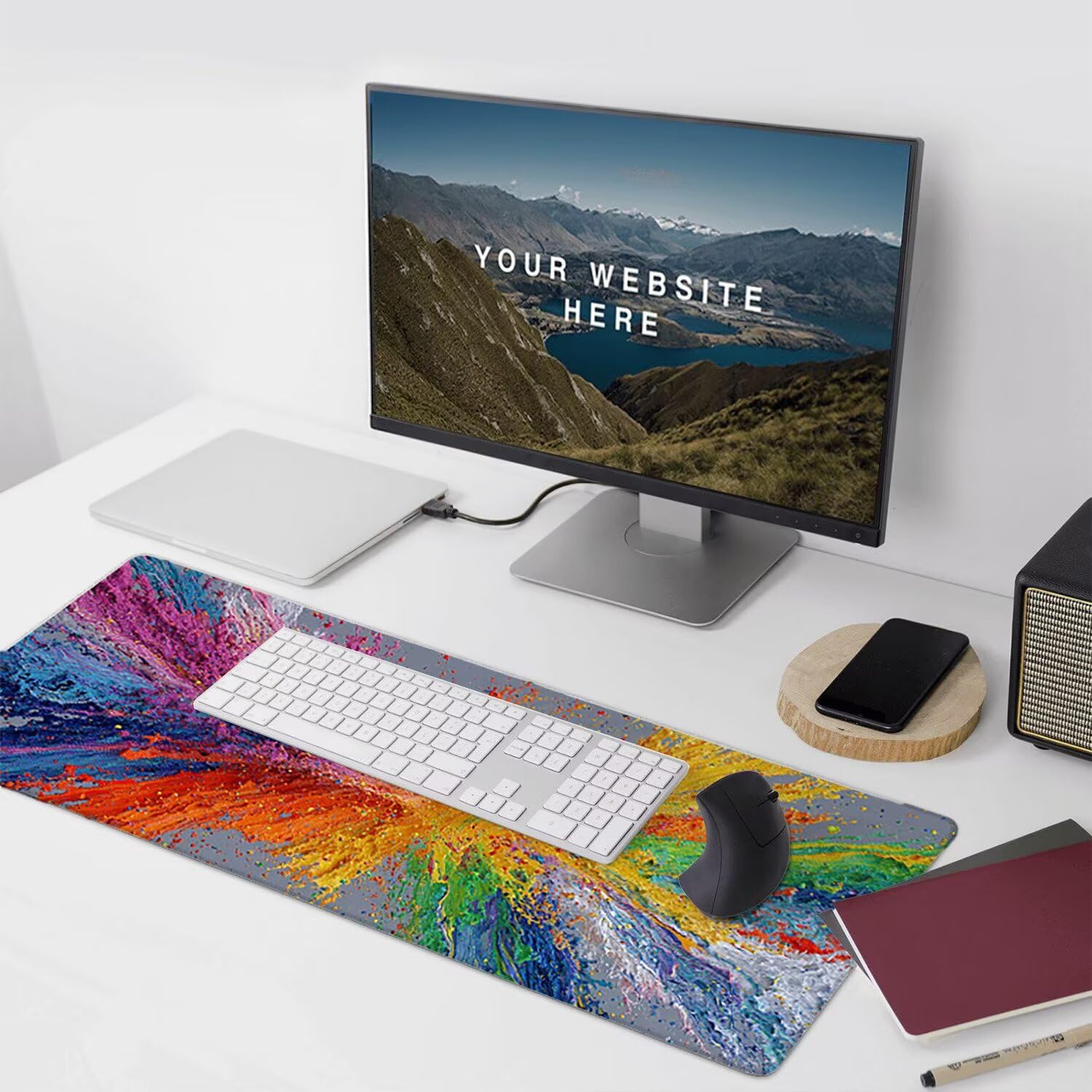 Podkładka pod mysz do gier XXL Mousepad 1600 x 800 mm, duża podkładka pod biurko z antypoślizgową gumową podstawą do gier, komputera, poprawia precyzję i szybkość (kolorowy dym) X69