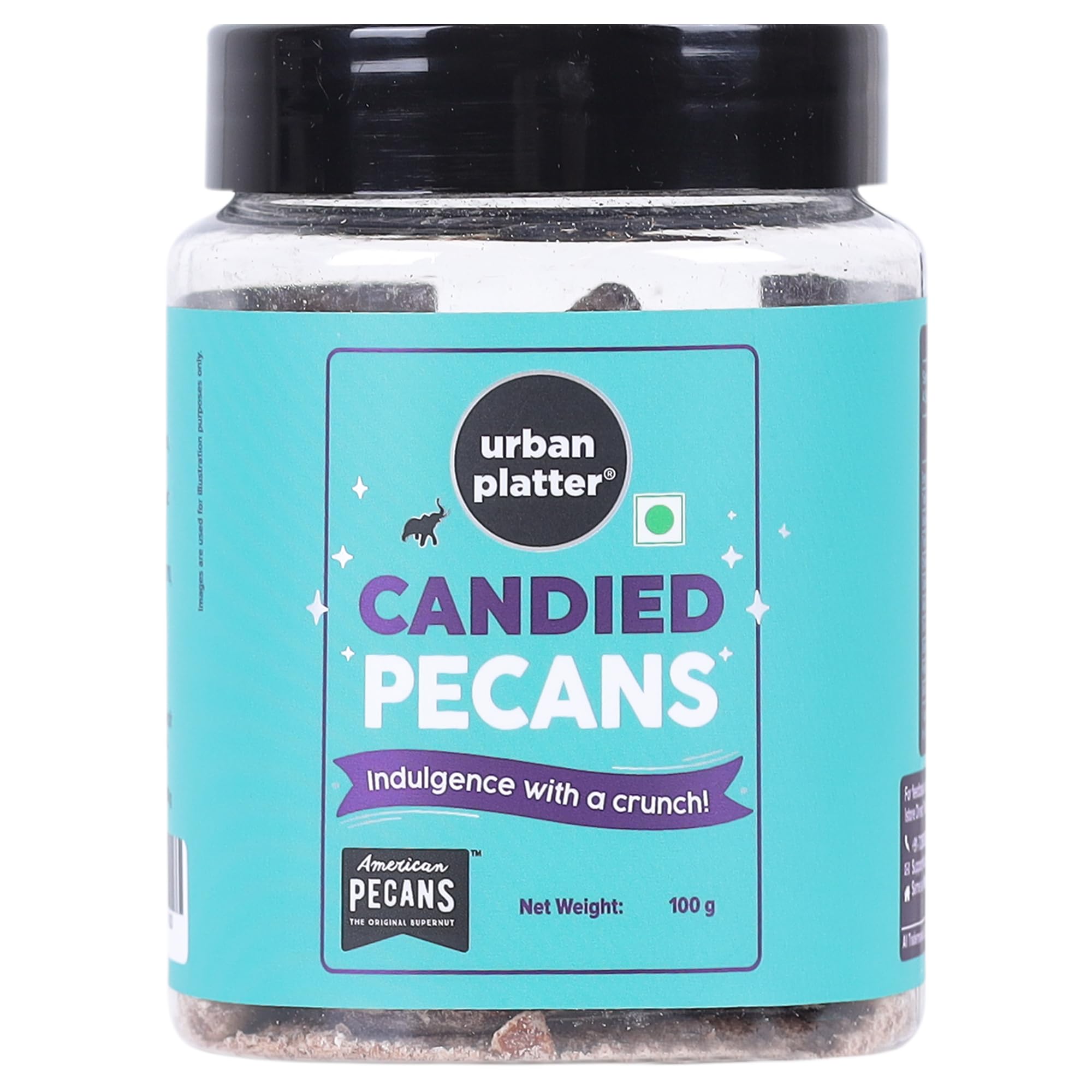 Urban Platter Candied American Pecans, 100g (On The Go Snack | Sweetened Pecan Nuts)