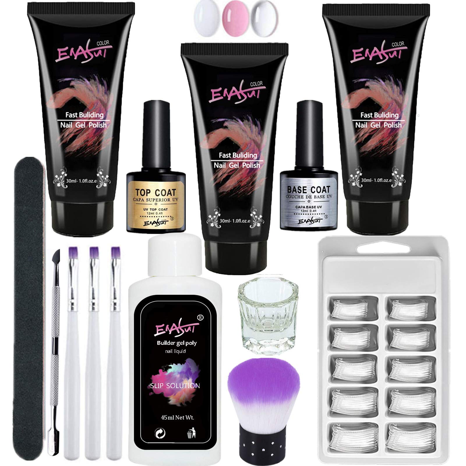 ENASUI Quick Poly Building Gel Kit White/Clear Pink Quick Builder Nail Gel Kit 30ml Poly UV Gel Varnish nd Manicure Tools for Nail Extension Kit for Salom Home DIY