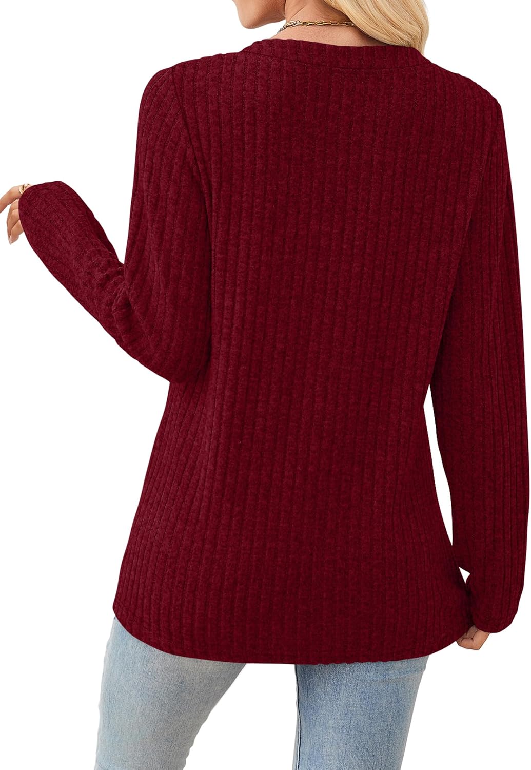 SAMPEEL Womens Sweaters Lightweight Long Sleeve Shirts V Neck Tops with Button Fall Outfits 2025 - Image 6