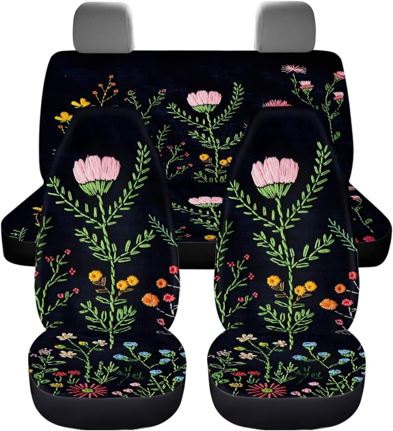 Floral Car Seat Covers Full Set,Automotive Vehicle Cushion Covers,Universal Fit for Most Cars,SUV,Sedans and Pick-up Trucks