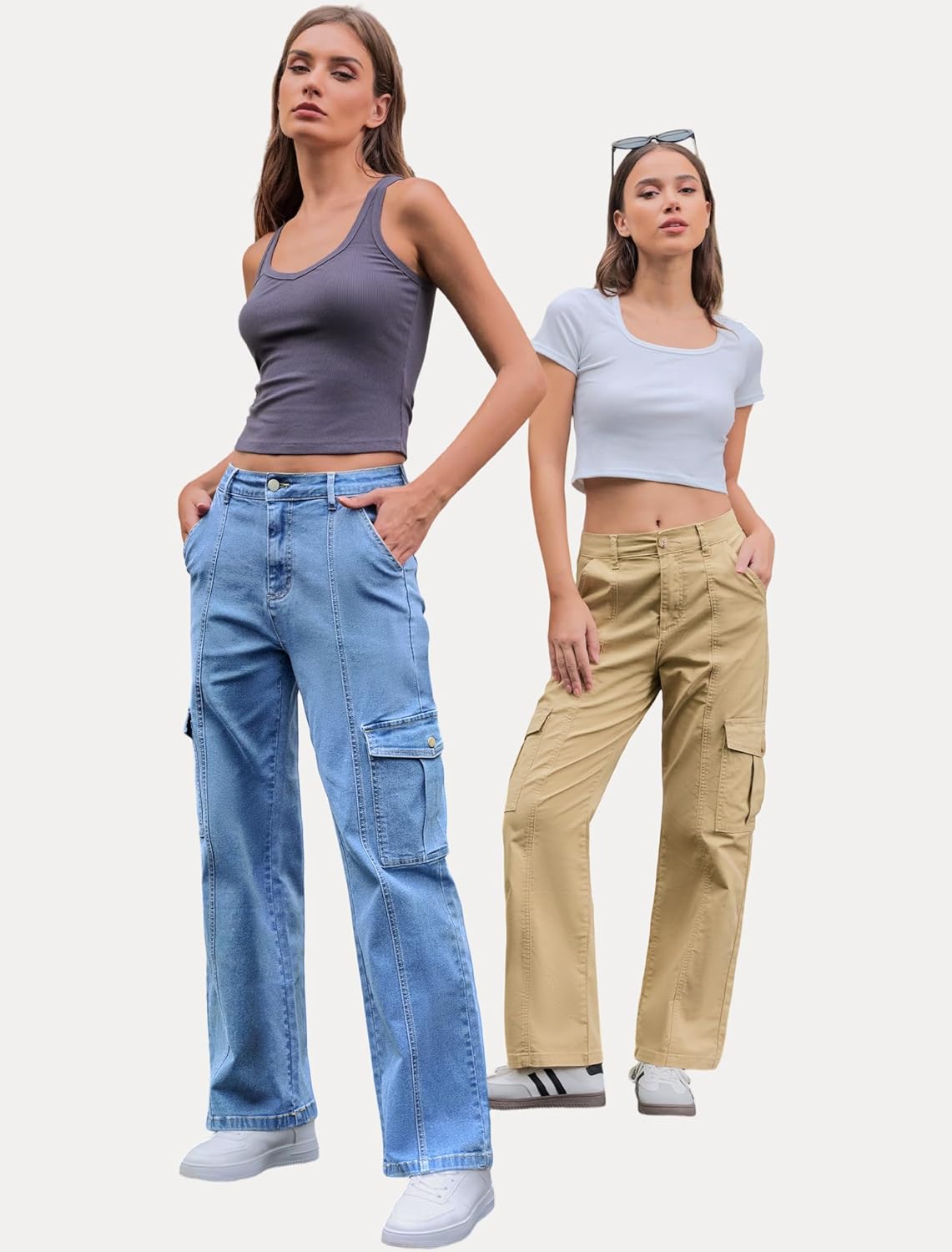 IWD Womens Cargo Pants High Waisted Straight Leg Trousers with 6 Pockets Casual Baggy Pants Trendy Clothes 2026 - Image 6