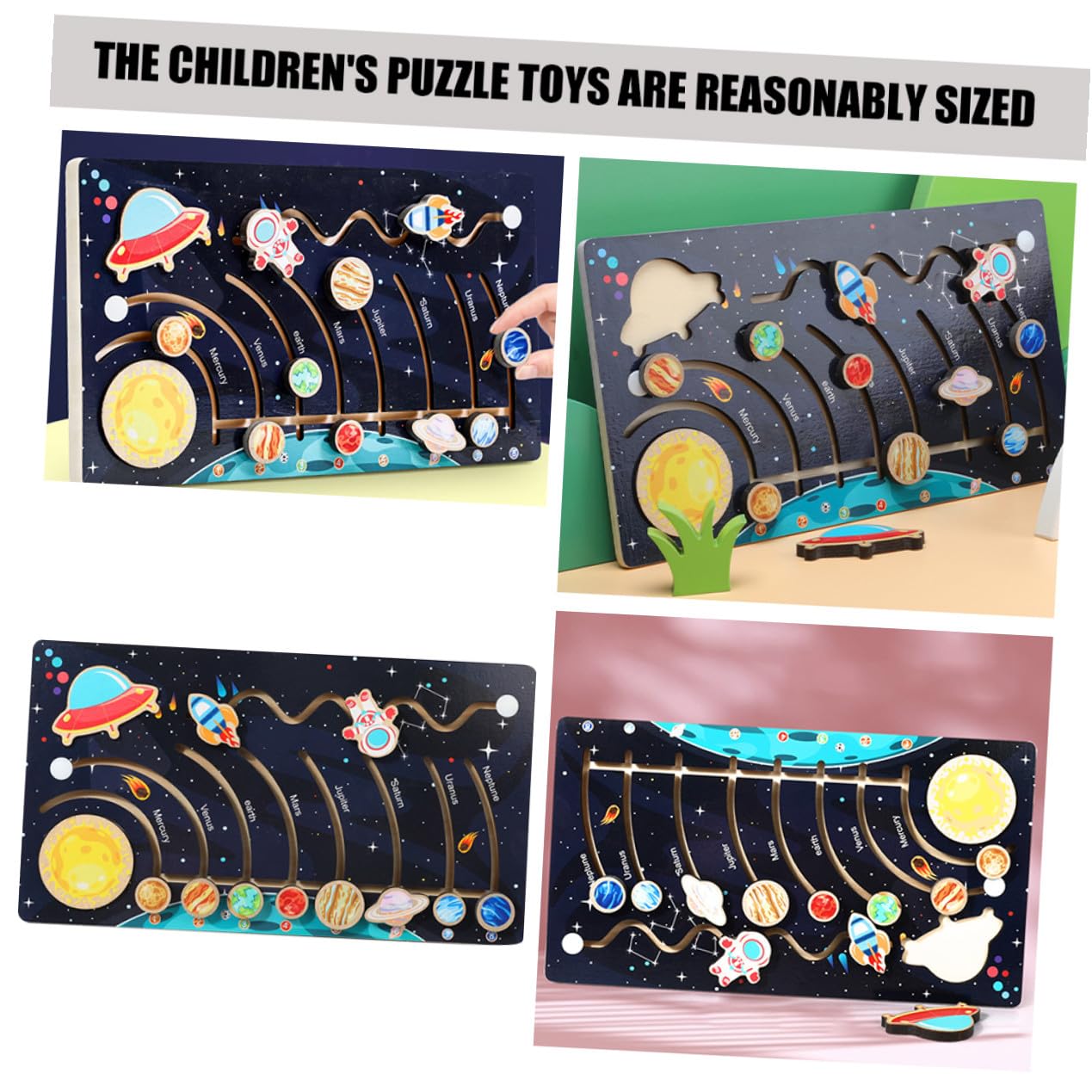 NOLITOY Puzzle Solare in Legno per Bambini 9 Pianeti del Cosmo, Gioco Educativo per Attività Prescolari per Potenziare Riconoscimento delle Sagome e Conoscenza dei Colori