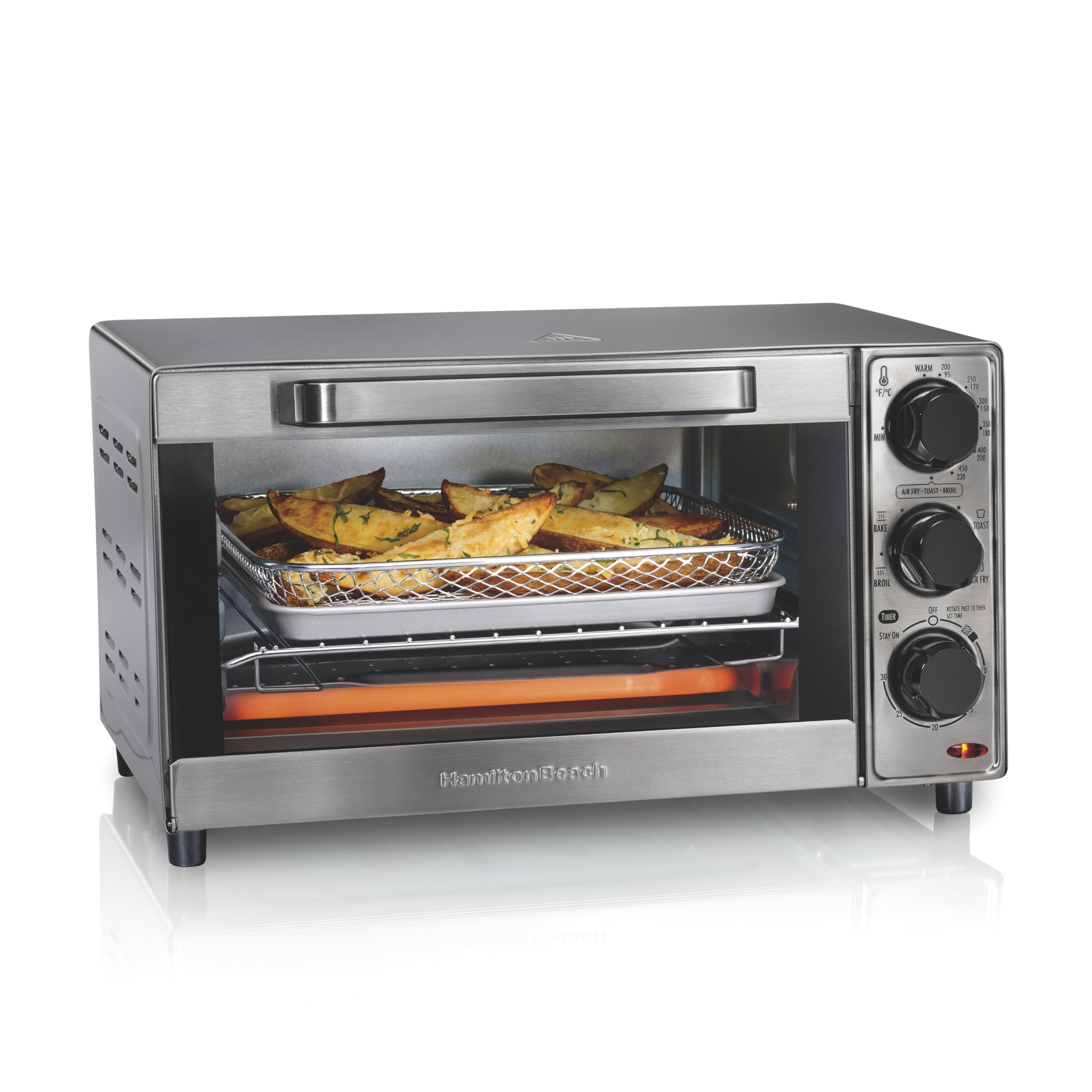 Hamilton Beach Sure-Crisp Toaster Oven Air Fryer Combo, Fits 9” Pizza, 4 Slice Capacity, Powerful Circulation, Auto Shutoff, Stainless Steel (31403)