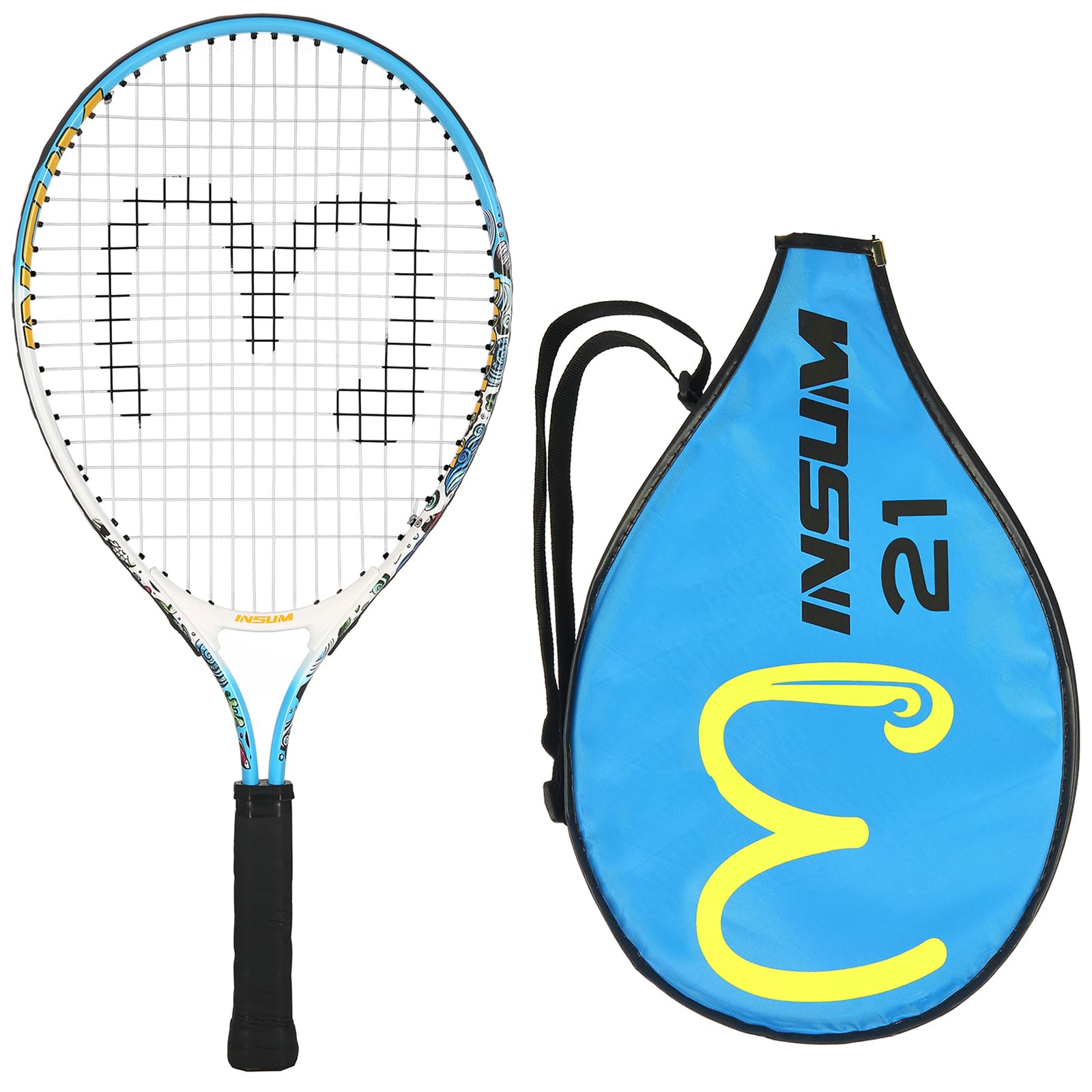 17-25 inches Kids Tennis Racket for Aged 2-10 Boys & Girls | Multi-Color & Size Tennis Racquet for Beginner Junior with Shoulder Bag Easy Carry