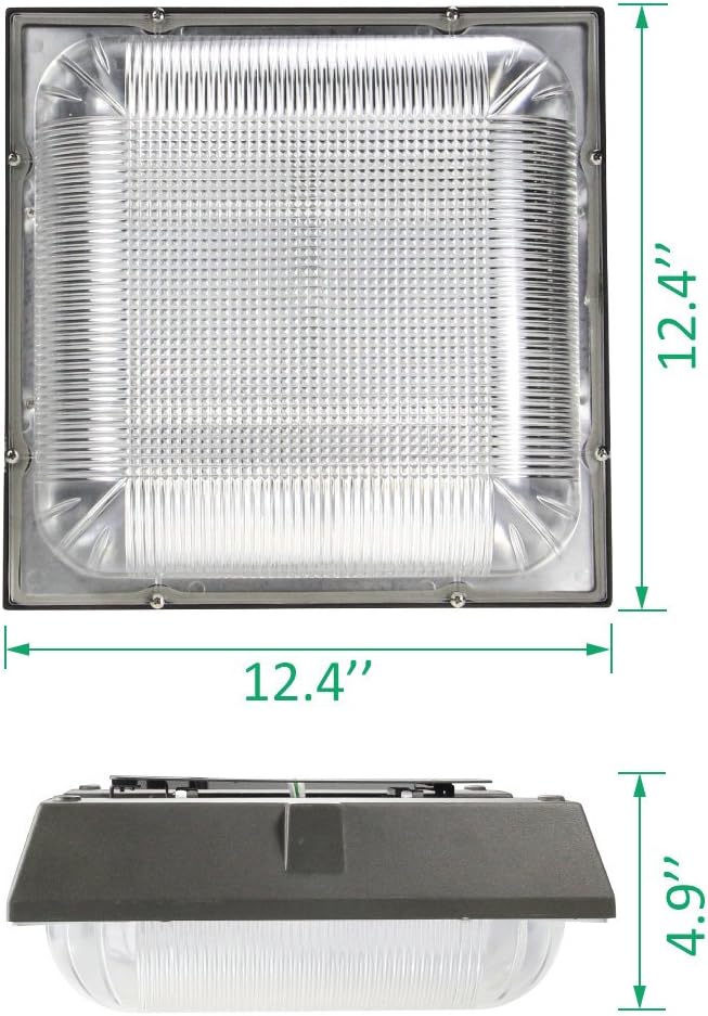 Best Cyber Monday 🔥 LED Canopy Light 100W, 250-400W HPS/MH Replacement, 12.4 x 12.4 Square Ceiling Lights, 5000K 11000lm 100-277Vac IP65 Waterproof for Warehouse Gas Station Car Wash, 10-Year Warranty by Kadision