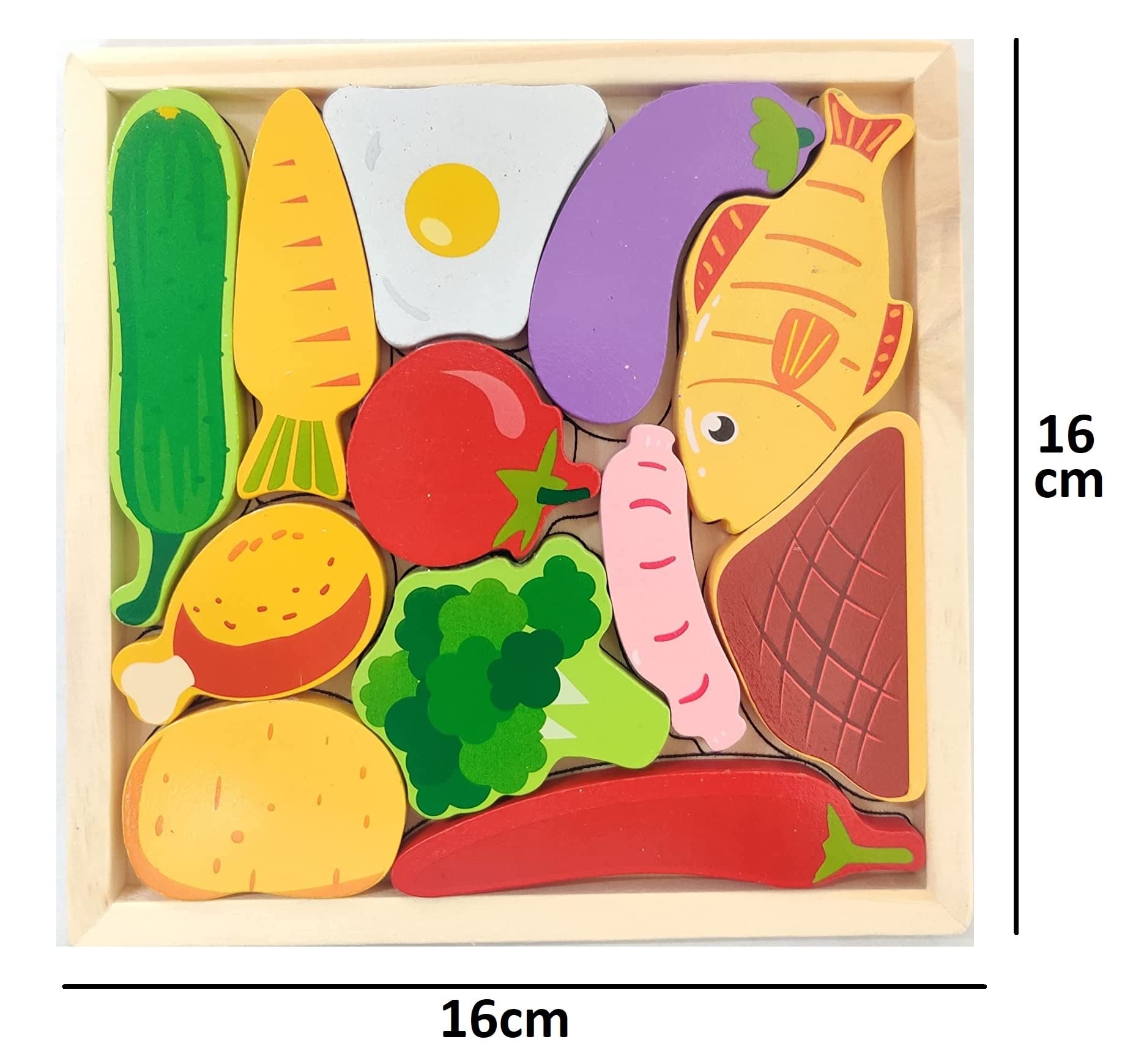 Smoneo 3+ Years Handcrafted 3D Wooden Jigsaw Puzzle; Pre Education Alphabet & Number Learning Multicolour Toy Blocks For Boys And Girls (16 Cm X 16 Cm, Ingredients) 1