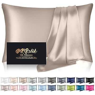 Silk Pillowcase for Hair and Skin, Mulberry Silk Pillow Cases Standard Size, Anti Acne Cooling Sleep Both Sides Natural Silk Satin Pillow Covers with Hidden Zipper, Gifts for Women Men, Ash Blue