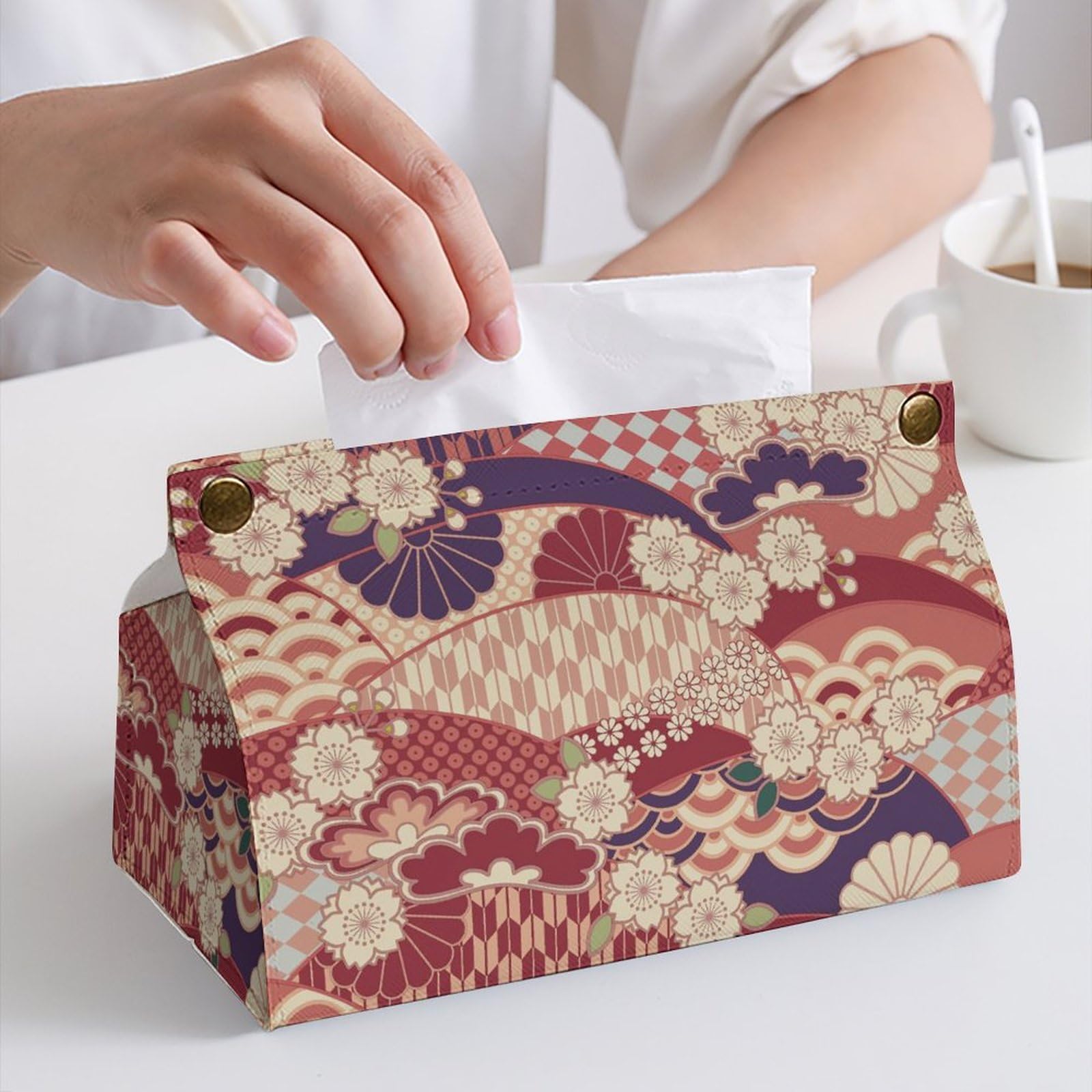 Amazon｜ティッシュケース 和風 和柄 赤 花柄 ティッシュボックス PU