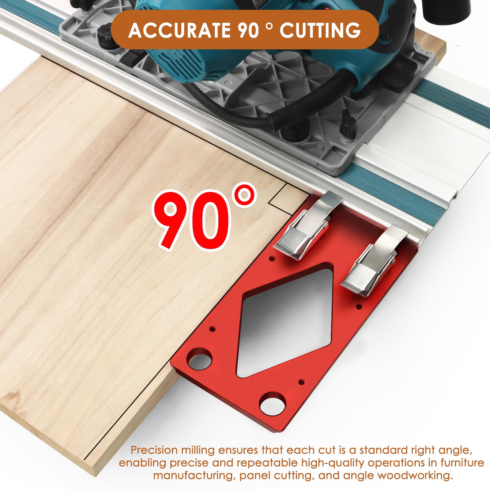 Butée d'angle pour rail de guidage, butée d'angle à 90 ° en alliage d'aluminium usiné CNC, pour Festool, Makita, Powertec & WEN - Coupe d'angle précise avec guide pour projets en bois et bricolage