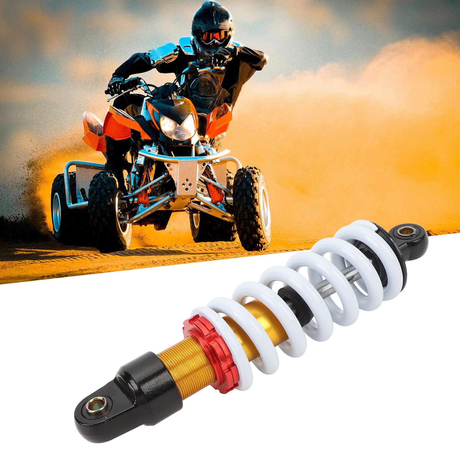 Amortisseur de Moto Robuste de 260 Mm avec Ressort de 11 Mm de Diamètre pour un Amortissement Réglable, Ajustement Universel pour 50 à 150 Motos Tout-terrain, VTT, Quads, Karts