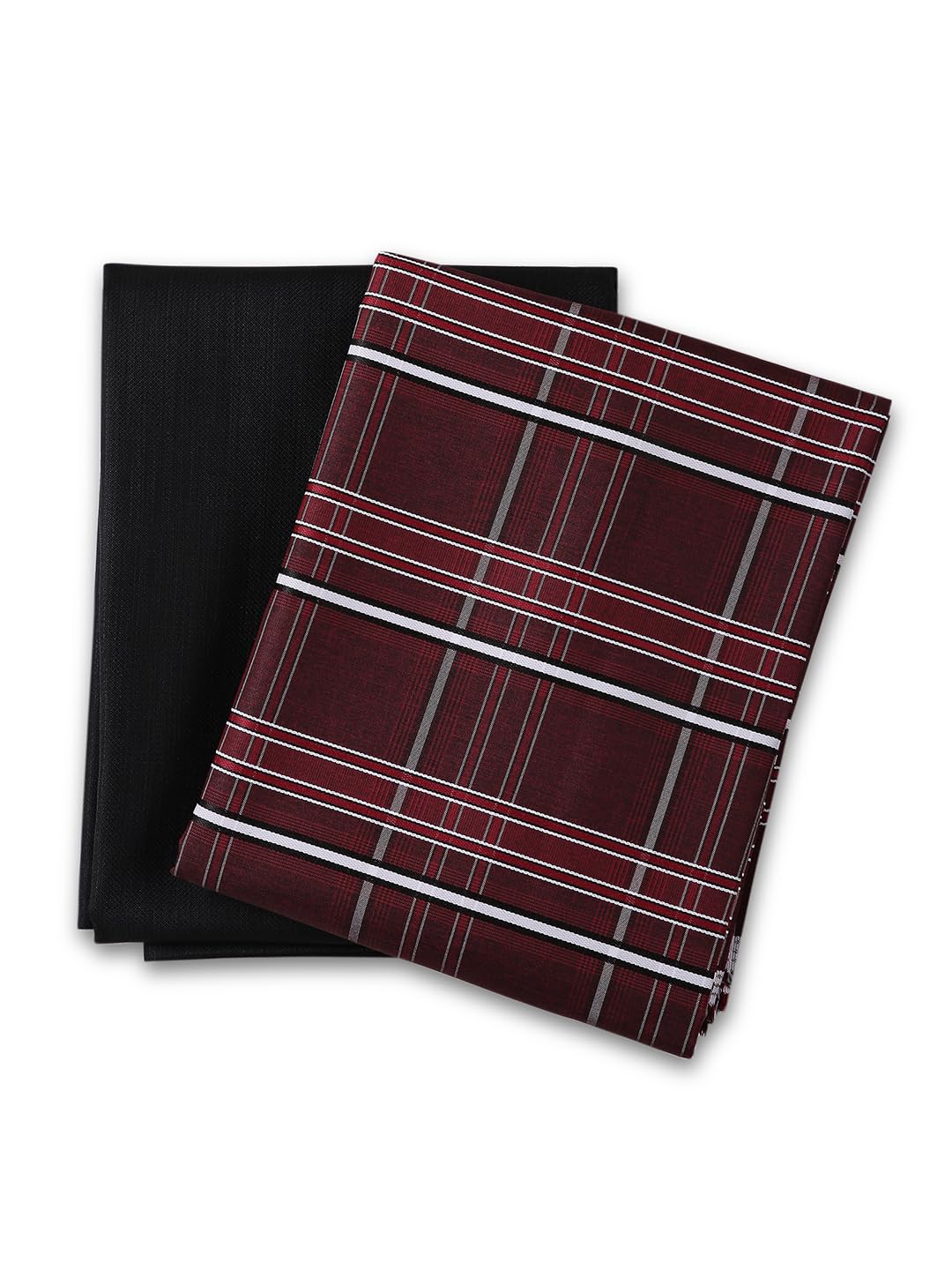 Unstitched PolyBlend Red Checks Shirt (2.5m - 35panna) and Black Trouser (1.2m - 58panna) Fabric Piece Set-image-10