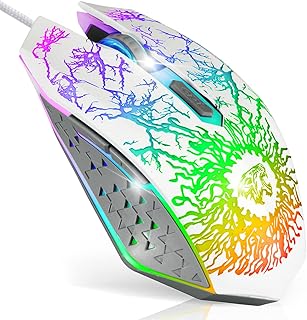 Scettar Gaming Mouse Wired, 7 Light RGB Mouse Gamer, Laptop Mouse with Adjustable 4 Level DPI, Advanced Optical Sensor Silent Click Computer Mice for Windows Mac PC Laptop