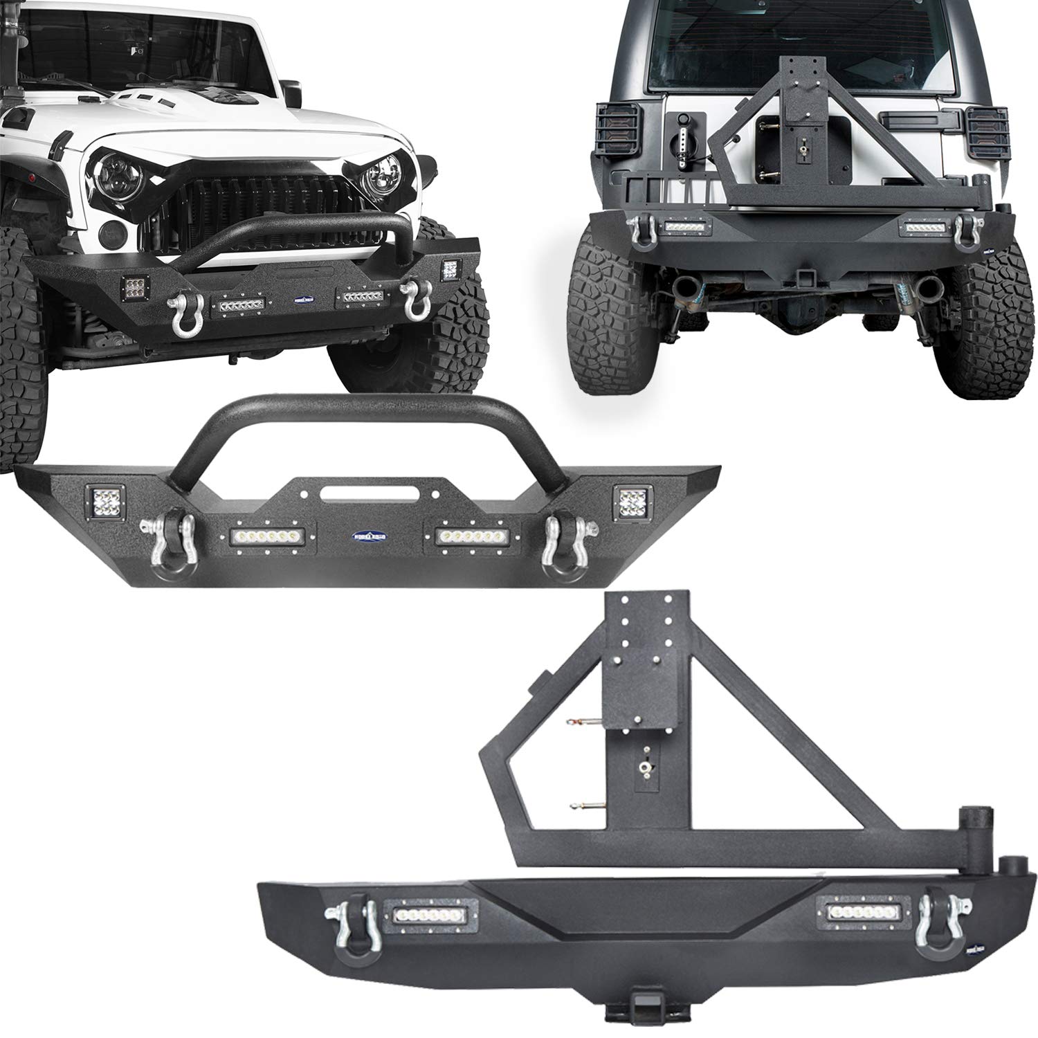 Buy for 0718 Jeep Wrangler JK Front Bumper & Rear Bumper Combo (Front