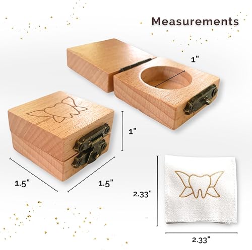Miniatura 3 de Caja de hada de dientes y soporte para bolsa de dientes, caja de recuerdo de dientes con bolsa de hada de dientes con cierre magnético, juego de 2