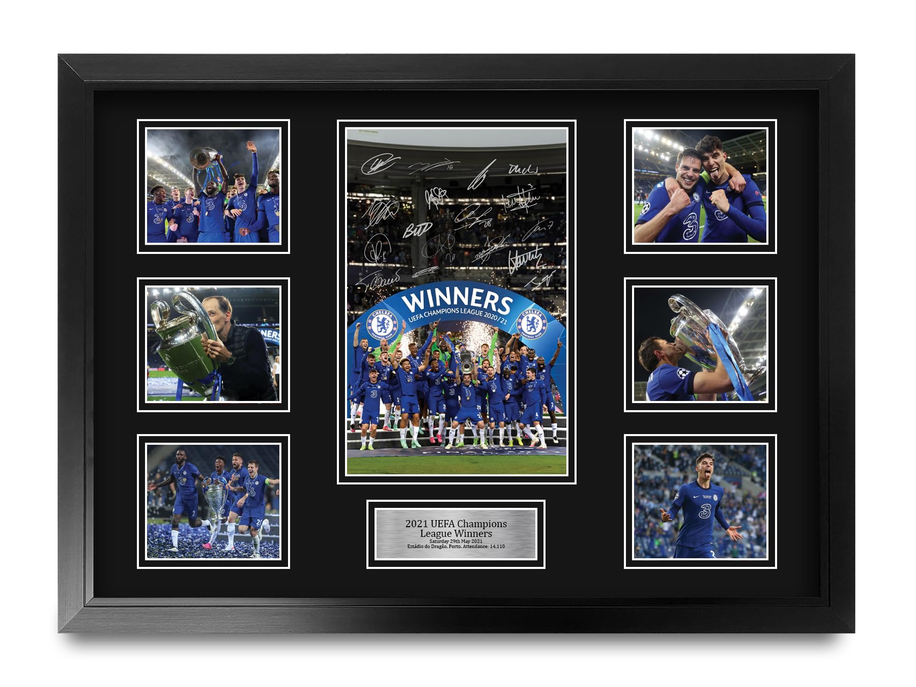 HWC Trading Chelsea Champions 2021 Printed Memorabilia Signed Autograph Photograph Display for Football Fans and Supporters - A2 Framed (ID-006443)