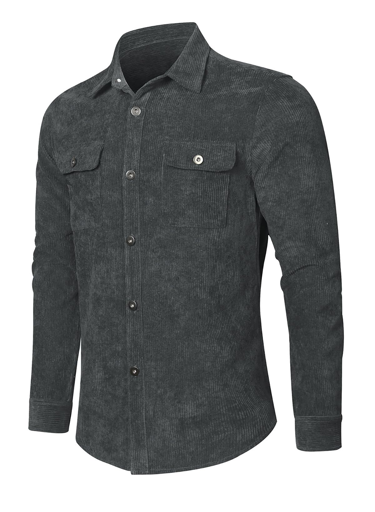 Elegancity Uomo Camicia in Velluto a Coste a Manica Lunga Casual Camicia Uomo Giacca Regular Fit Button Up Camicia Giacca con Tasca con Patta S-XXXL
