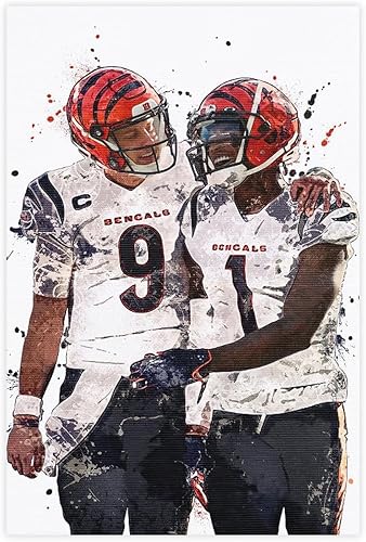 Póster de Joe Burrow, Ja'Marr Chase - Póster de fútbol americano, lienzo decorativo para pared, pintura para sala de estar, dormitorio, sin marco 12