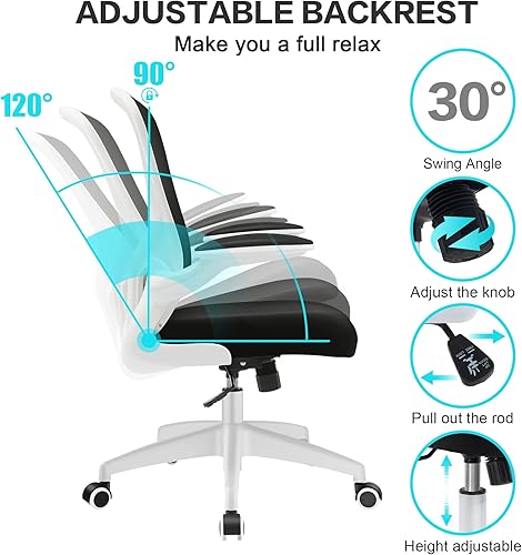 Miniatura 4 de FelixKing Sillas de escritorio de oficina, silla ergonómica de escritorio para PC con ruedas, soporte lumbar ajustable y altura, silla giratoria