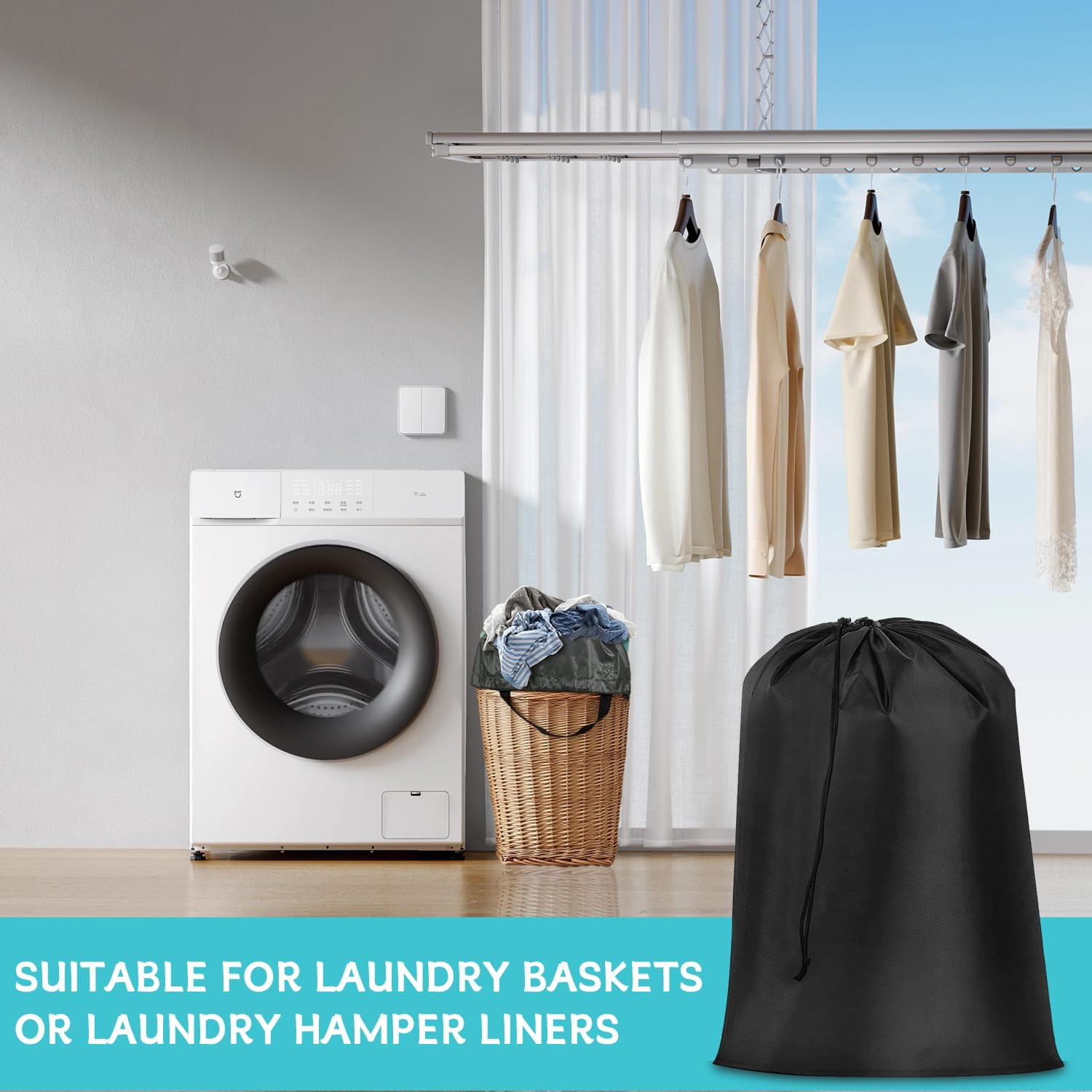 20 Pcs Heavy Duty Laundry Bags, Extra Large Washable Travel Laundry Bag with Drawstring for Clothes, Blankets & Storage