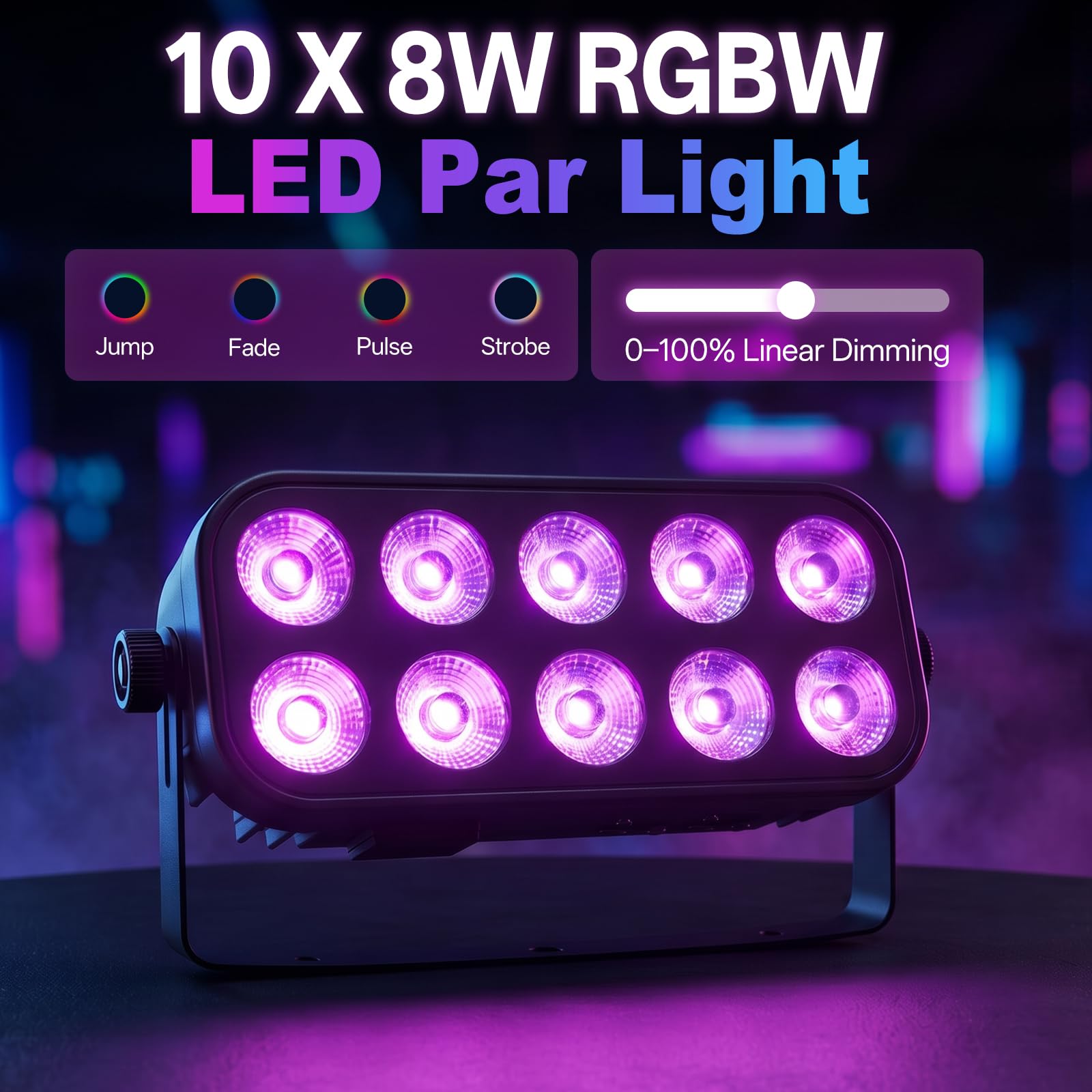 LED Par, 6 Stück 80W 4-in-1 RGBW Bühnenlicht, mit unbegrenzter Farbmischung | Unterstützt Fernbedienung, DMX512 und Sprachsteuerung, geeignet für Partys, Clubs, Bars, Weihnachten
