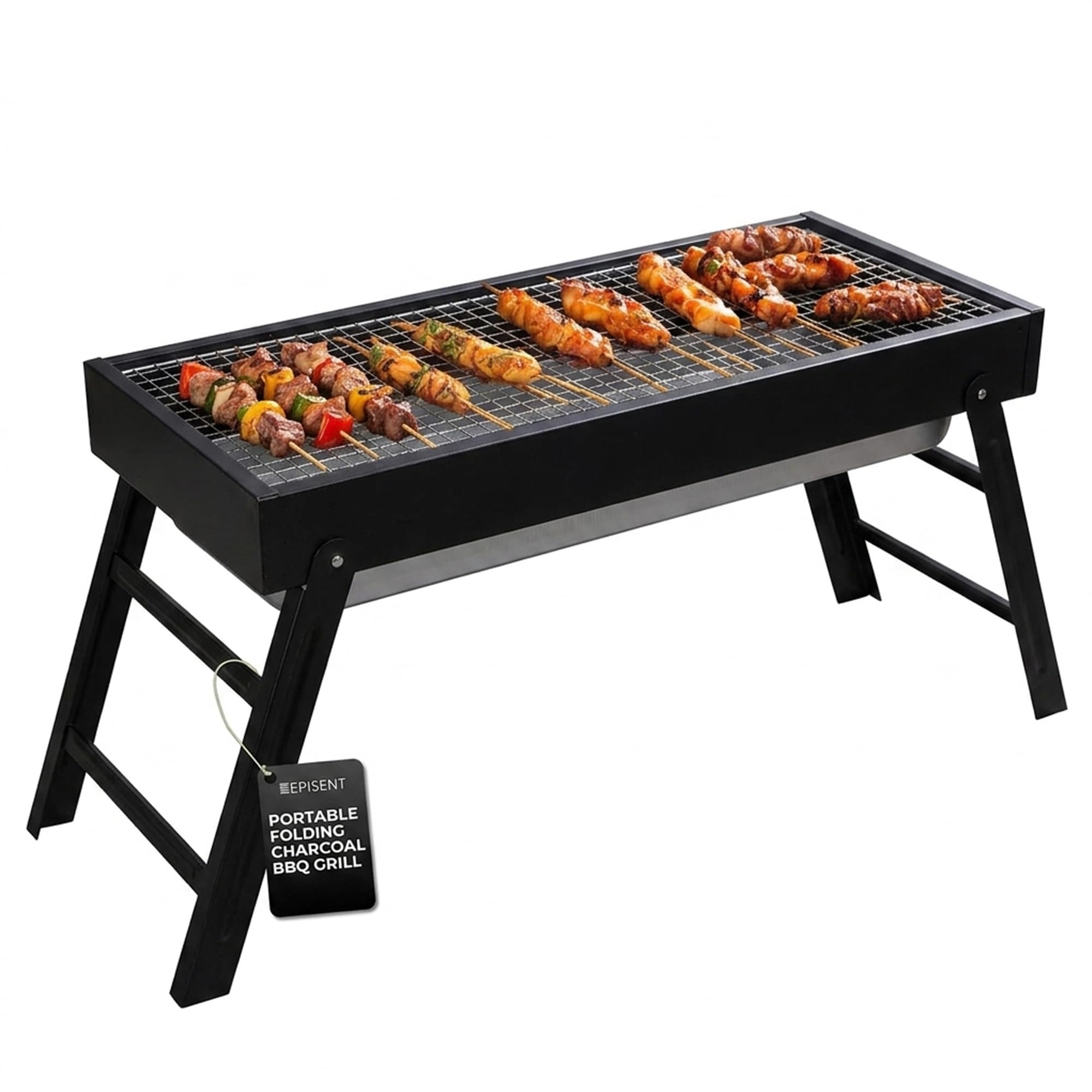 EPISENT Barbecue Grill Trolley and Heavy Duty BBQ - Outdoor Barbecue Grill Trolley - Quick Start Charcoal & Coal Burner for Faster Grilling (BBQ_PORT_WITH_TRAY_1262)