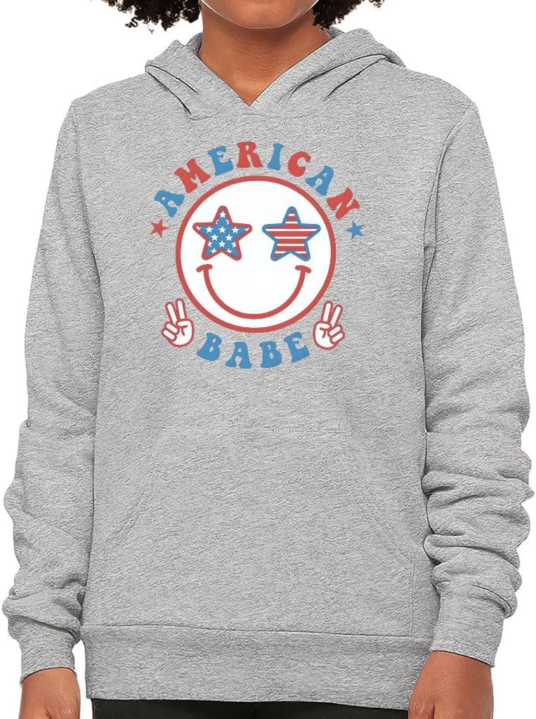 Smiley Face American Babe Kids' Hoodie - Independence Day Clothing - Girl Clothing