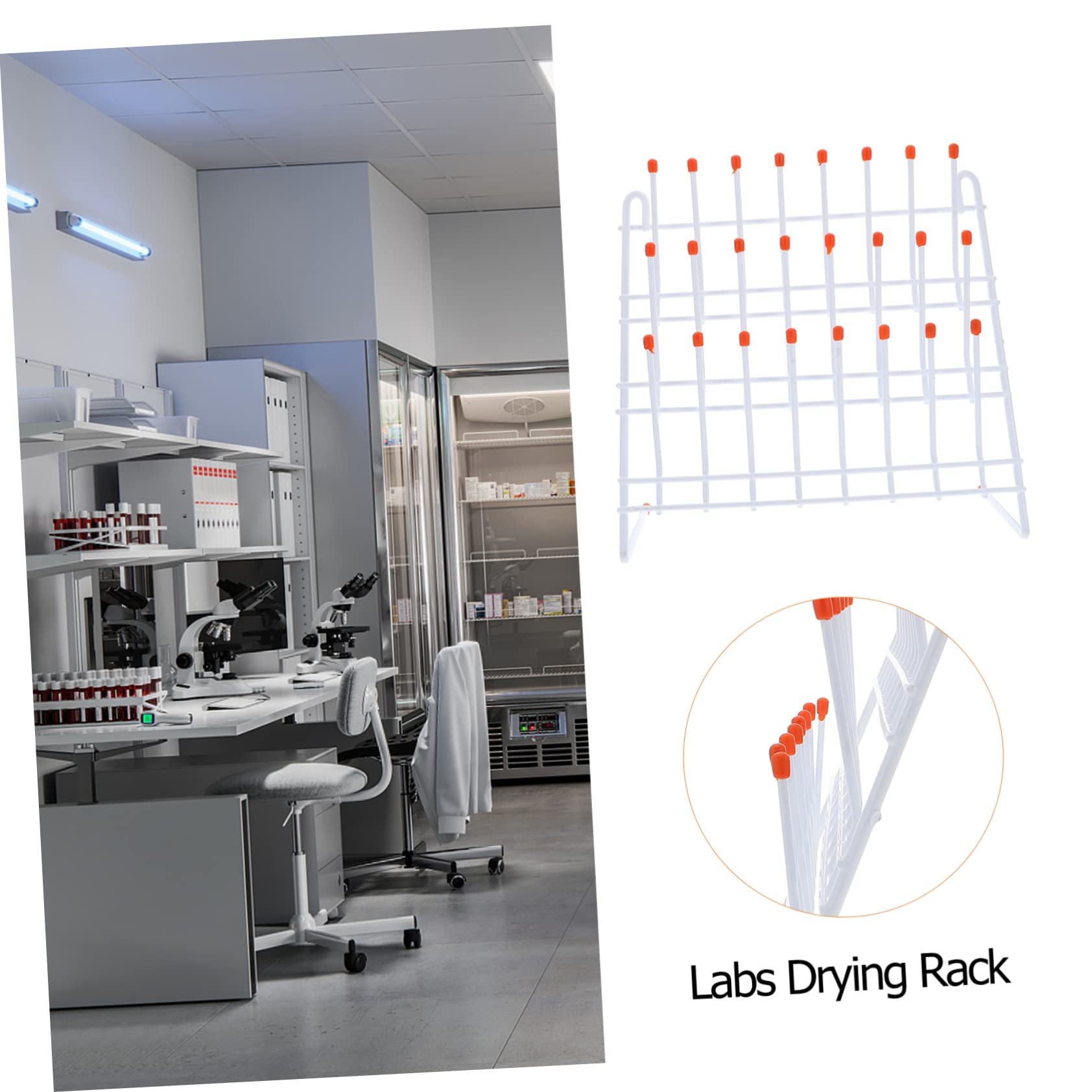 Healvian Supporto per Asciugatura del Becher in Metallo Bianco, Rack Laboratorio Pratico per Contenitori e Provette, Design Semplice e Resistente