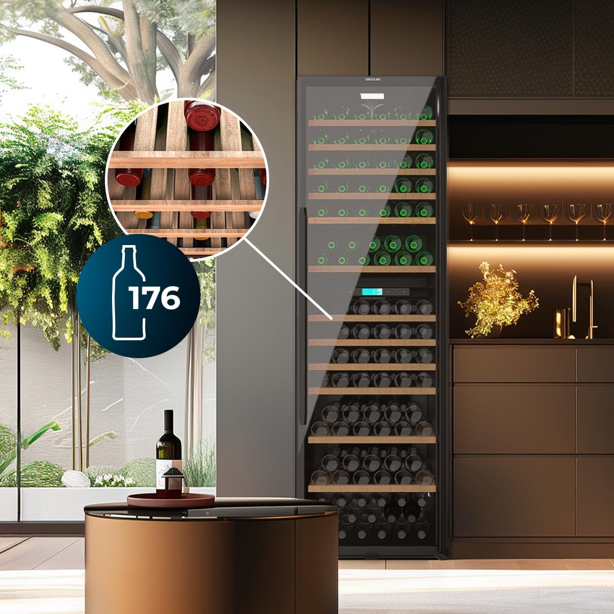 Cecotec Bolero GrandSommelier Duo 176000 Getränkekühlschrank 176 Flaschen Dual-Temperatur UV-Schutz Schwarz