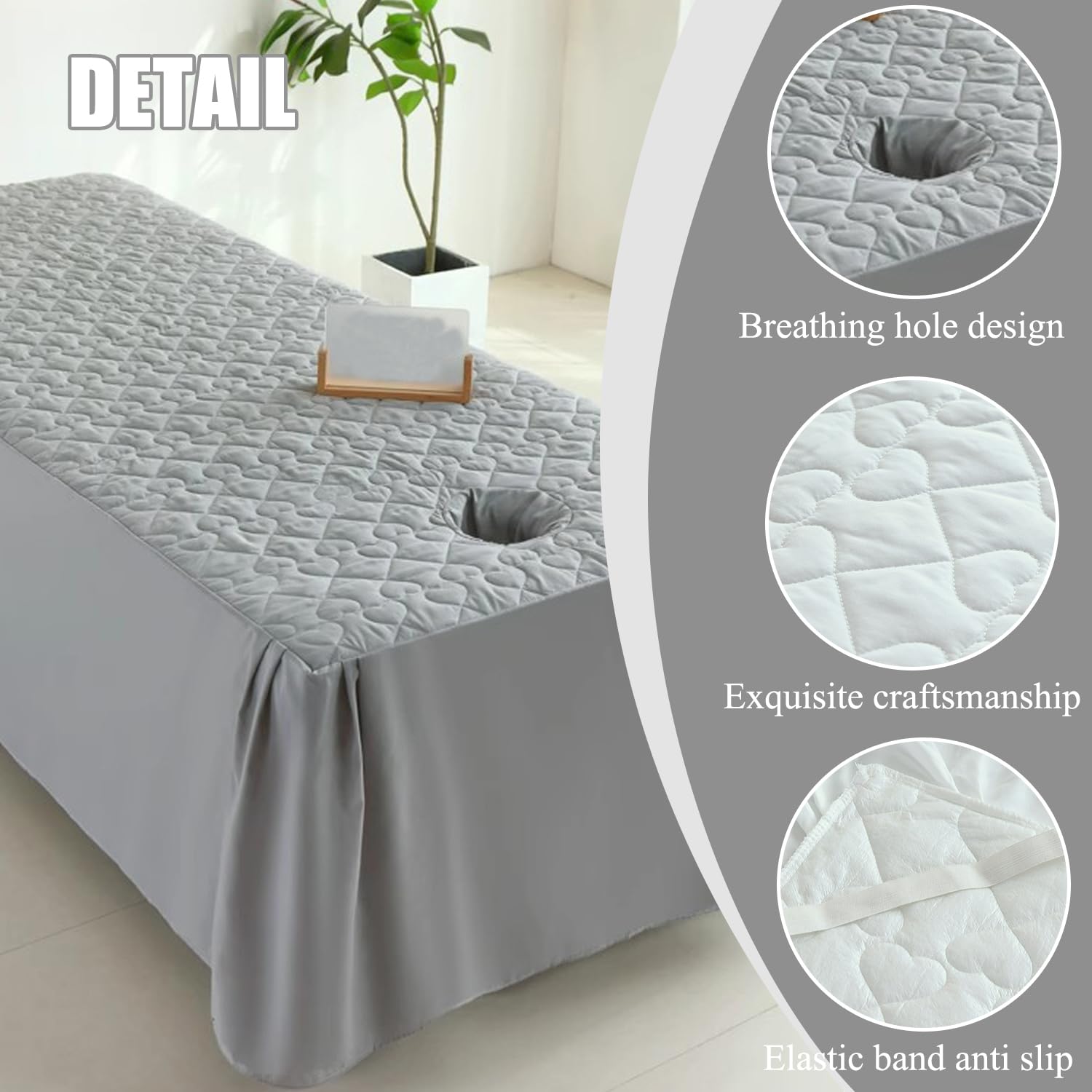 Jupe de lit solide pour table de massage avec trou, doux, doux pour la peau, imperméable, résistant à l'huile, anti-taches, respirant, lit de beauté, couverture complète pour lit de thérapie