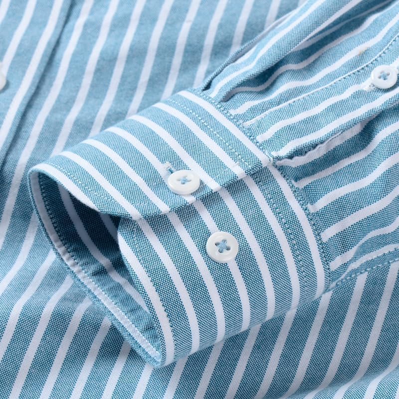 Cromoncent Mens Long Sleeve Oxford Button Down Shirts Casual Dress Shirt for Men,100% Cotton,Plaid/Stripes Shirts - Image 5