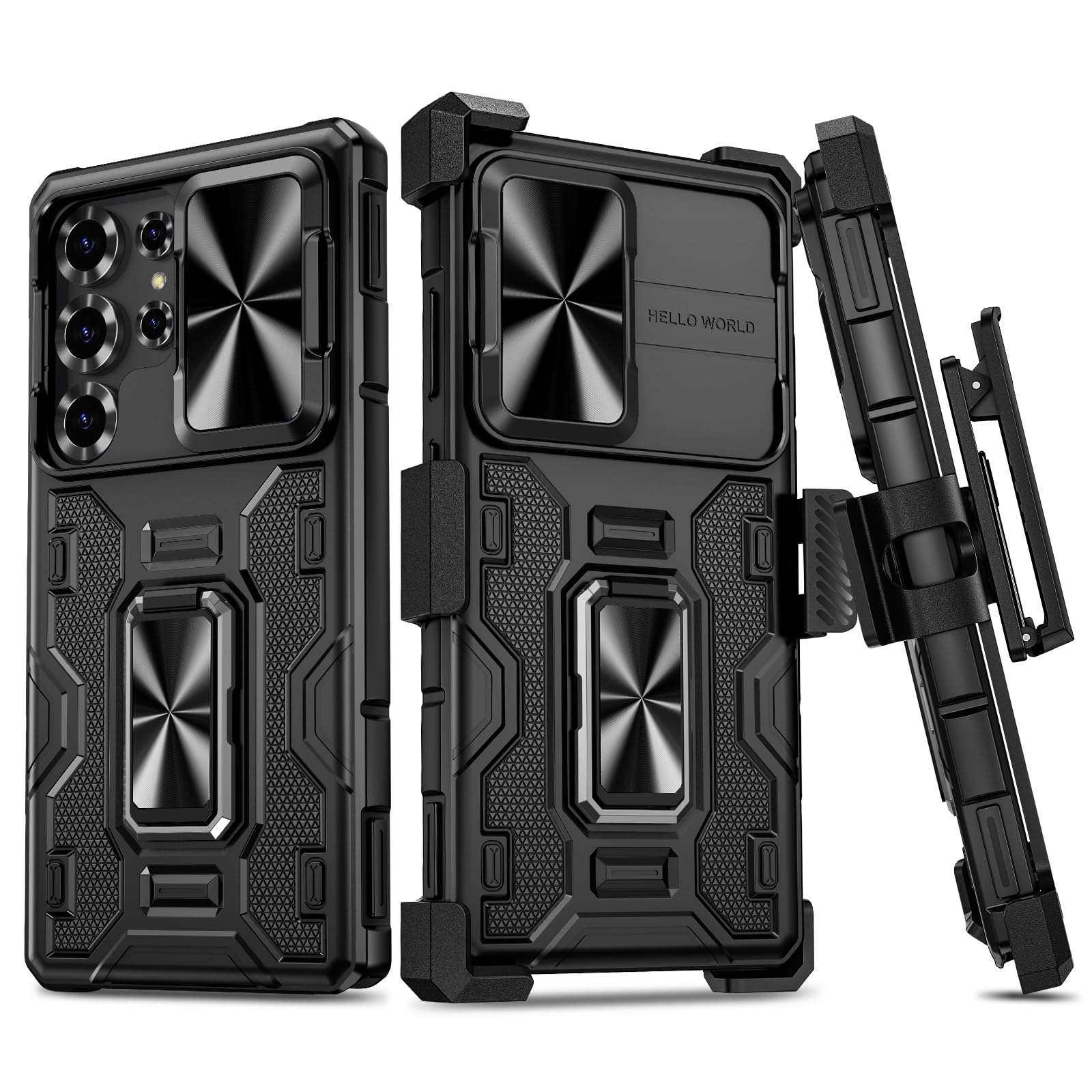 for Galaxy S25 Ultra Case with Belt Clip Holster and Stand Black