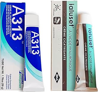 A313Retinol Cream + Ialuset Hyaluronic Acid Cream Bundle – French Pharmacy Anti-Aging Skincare Duo for Wrinkles, Hydration, Collagen Support, Acne, and Radiant Skin – Vitamin A & HA Night Cream Set