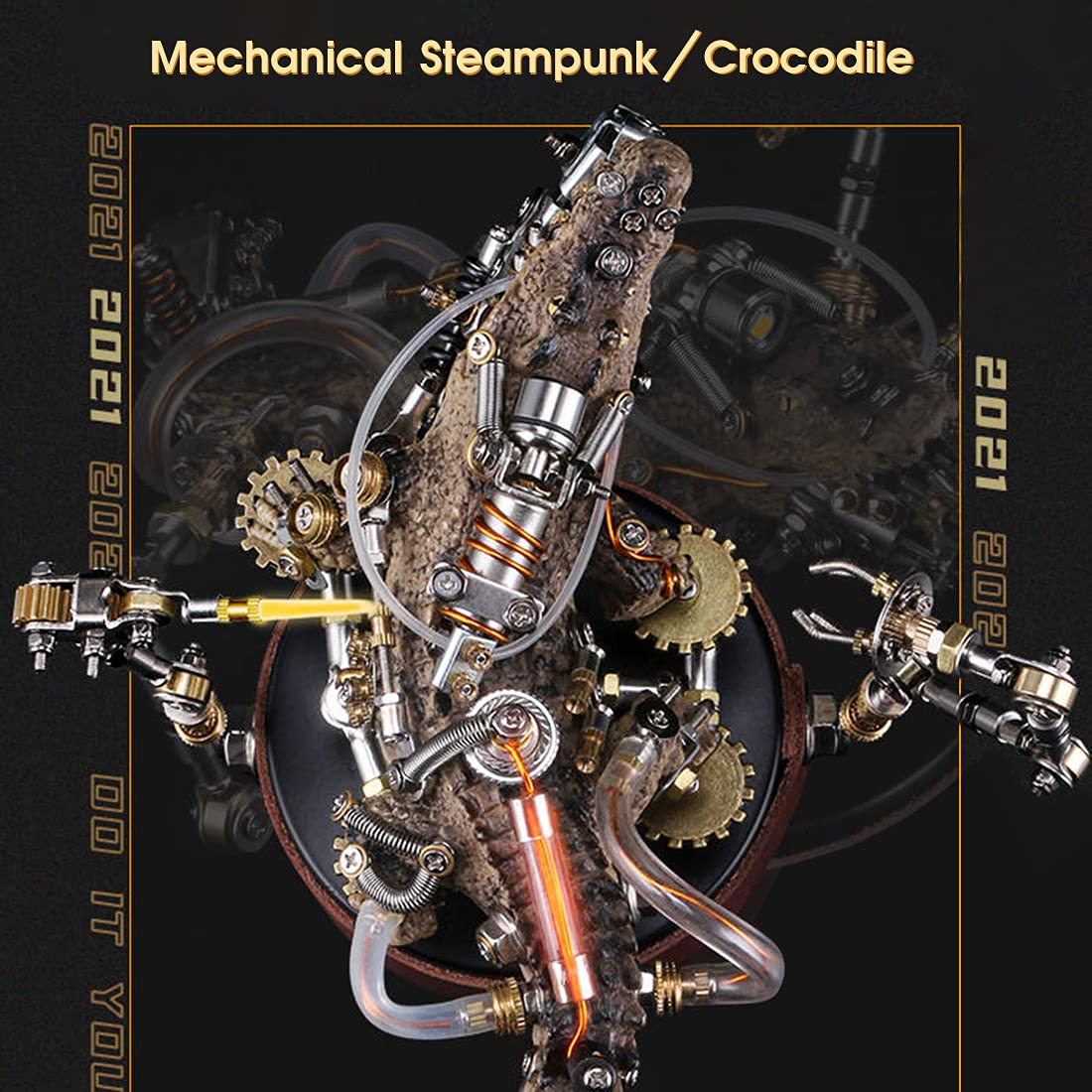 Zestaw 3D Metal Puzzle Mechaniczny Model Krokodyla, 547 Elementów DIY Puzzle Konstrukcyjne Zabawki Dorosłych