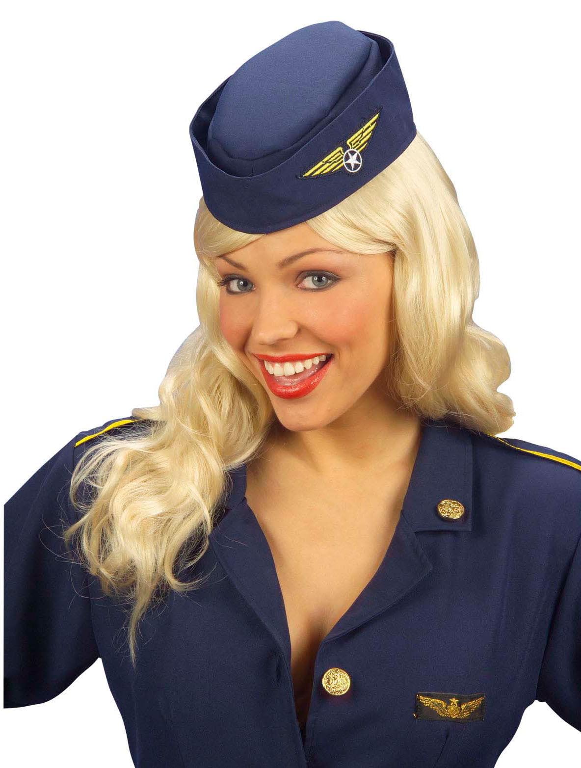 Flight Attendant American USA Hats Caps & Headwear for Fancy Dress Costumes Accessory, Dark Blue