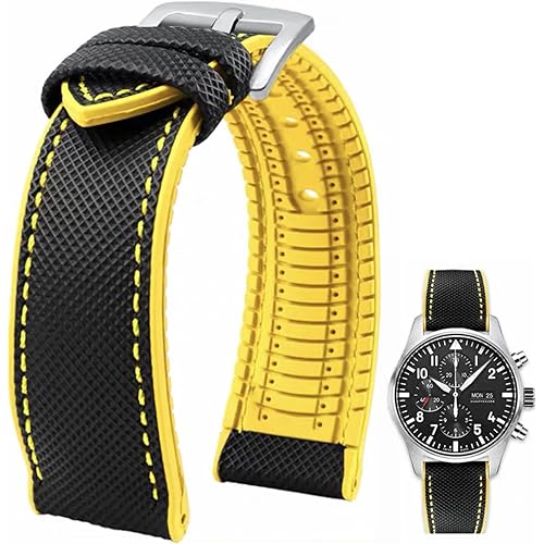 FKM Rubber Nylon Watch Band 20mm 22mm 24mm Fluororubber Waterproof Soft Breathable Durable FKM Rubber Watch Band Universal Replacement Band Strap for Men Women