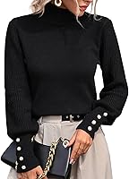 Upopby Women's Lantern Sleeve Turtleneck Knitted Sweater Fall Winter Pullover Jumper Tops 2025 Trendy