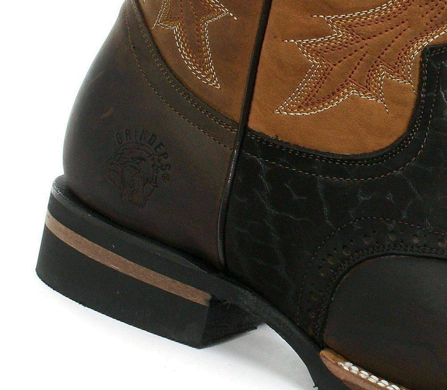 Grinders Frontier Stivaletti Chelsea in Pelle Marrone Scuro con Punta Quadrata in Pelle Marrone