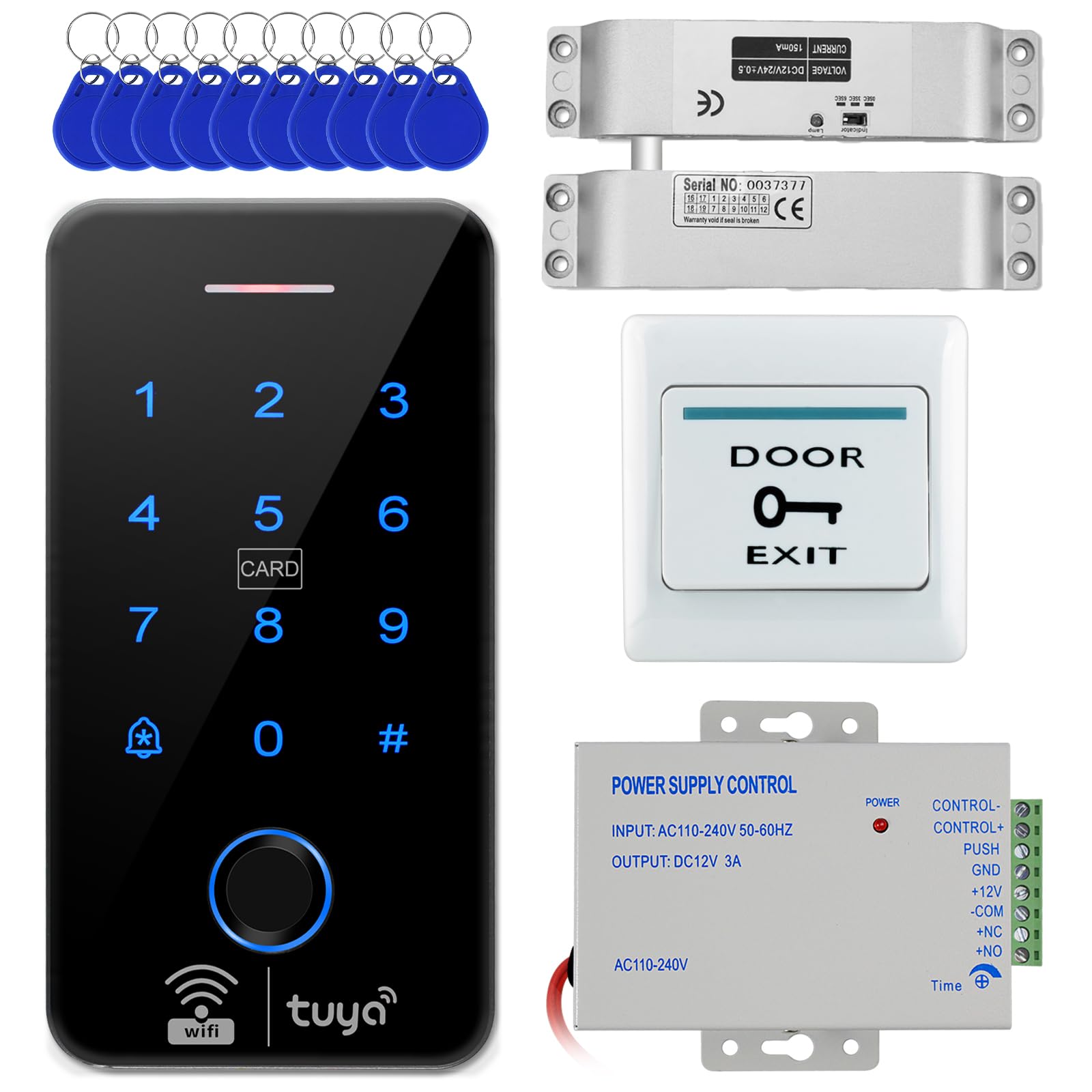 IP68 TUYA Kit Contrôle Accès + Serrure à Verrou & Sortie ABS