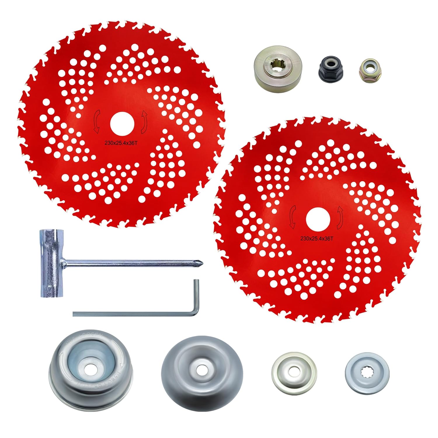 VIDICA 2 Pack 9" x36 Teeth Carbide Tipped Weed Eater Blades, Brush Cutter Blades with Universal Adapter Kit for Trimmers, Brush Cutters, Weed Eaters