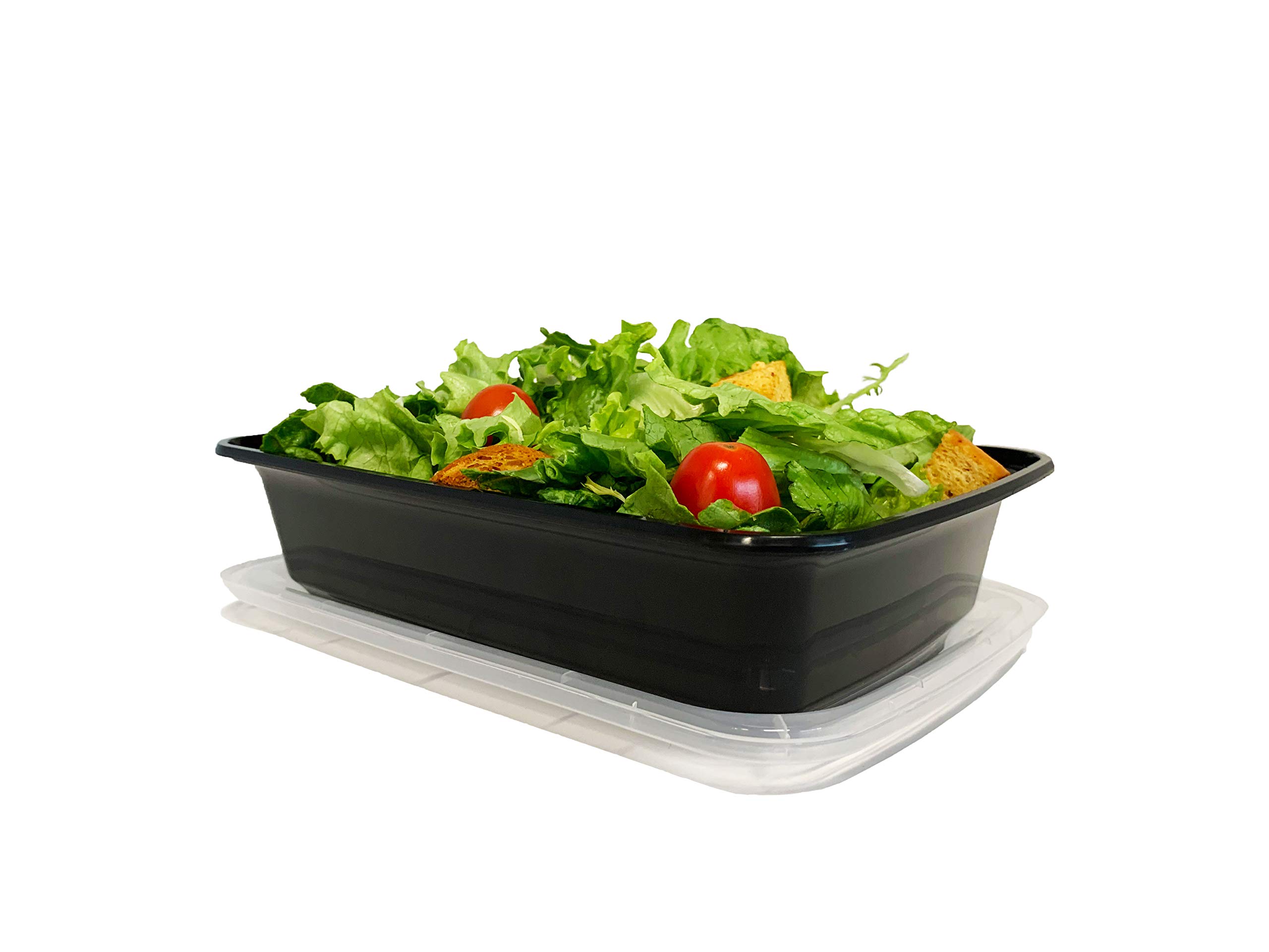 Reli. Recipientes para preparación de comidas, 28 onzas Contenedores de alimentos con tapas, para microondas, reutilizables, color negro, 50 unidades, 28 onzas