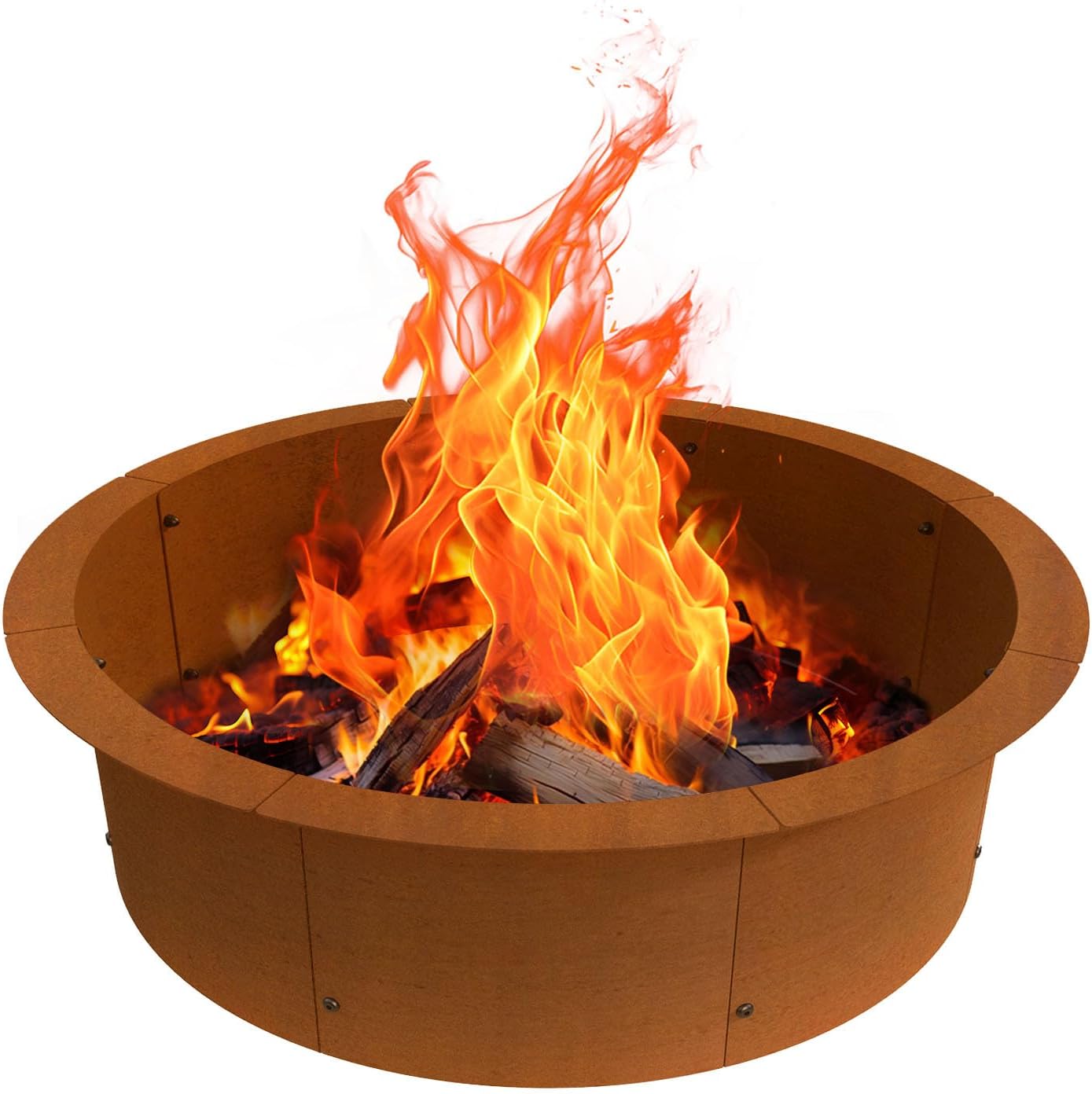 Fire Pit Ring Outdoor Wood Burning Fire Pit Liner 43.3 Inch Camping Fire Ring Corten Steel Firepit Ring Heavy Duty Campfire Ring Above or In-Ground for Bonfire Outdoor Backyard