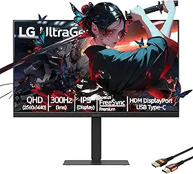 LG Monitor de 27 polegadas | 4K UHD (3840 x 2160) | Nano IPS | 144Hz | AMD FreeSync Premium Pro, Compatibilidade G-SYNC | Suporte ajustável de inclinação/altura/pivô (HDR 600)
