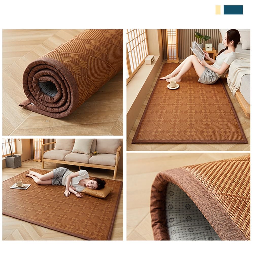 Tatami Japonais Pliable En Jonc Naturel - Tapis De Sol Pour Méditation, Yoga, Lit Futon Ou Décoration Zen