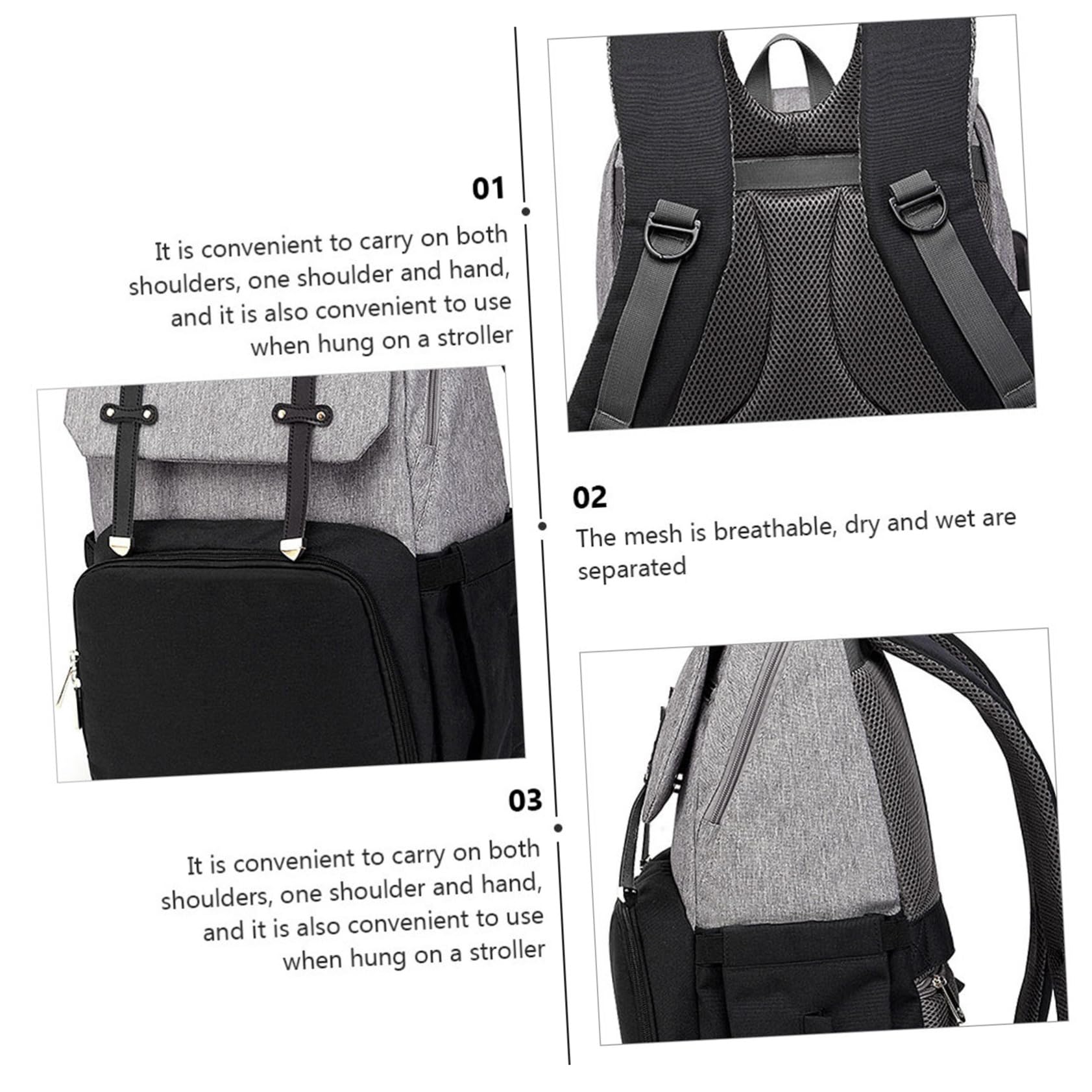 Levemolo Multifunktionaler Mutter Rucksack aus Oxford Stoff mit Großer Kapazität und Doppelten Schultergurten für Ausflüge und Touren