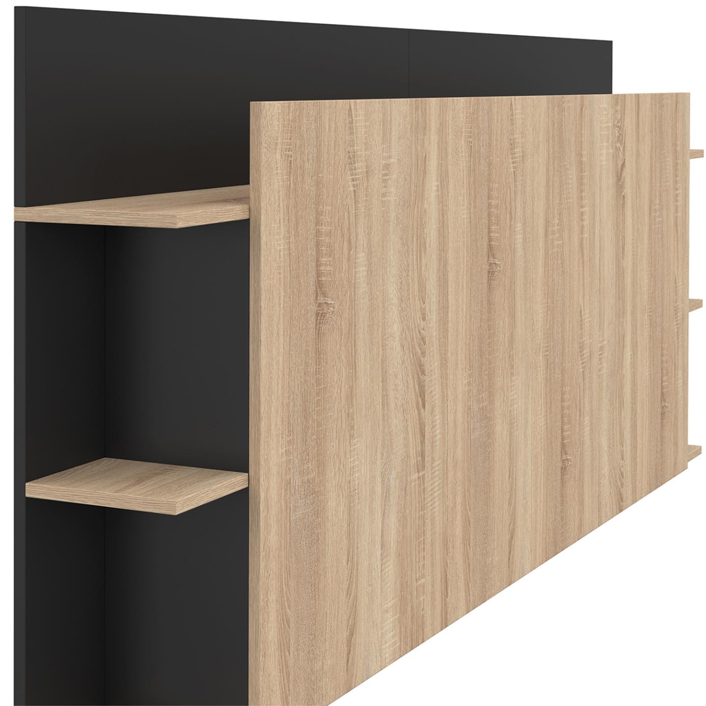 IDMarket - Tête de lit sur Pied CIRI pour lit 140 et 160 cm avec rangements Bois et Noir